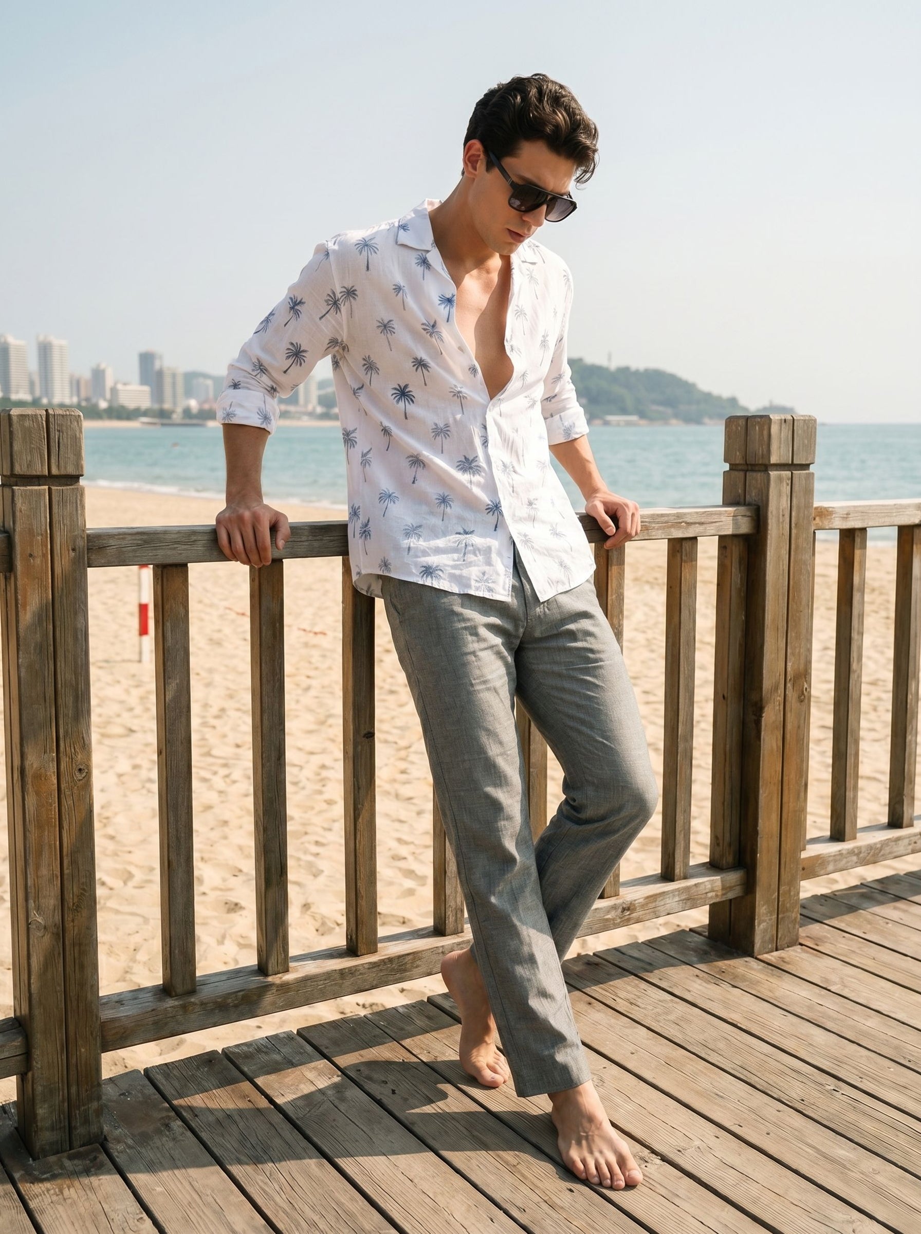 Men's Linen Lycra Pista Loose Fit Trouser