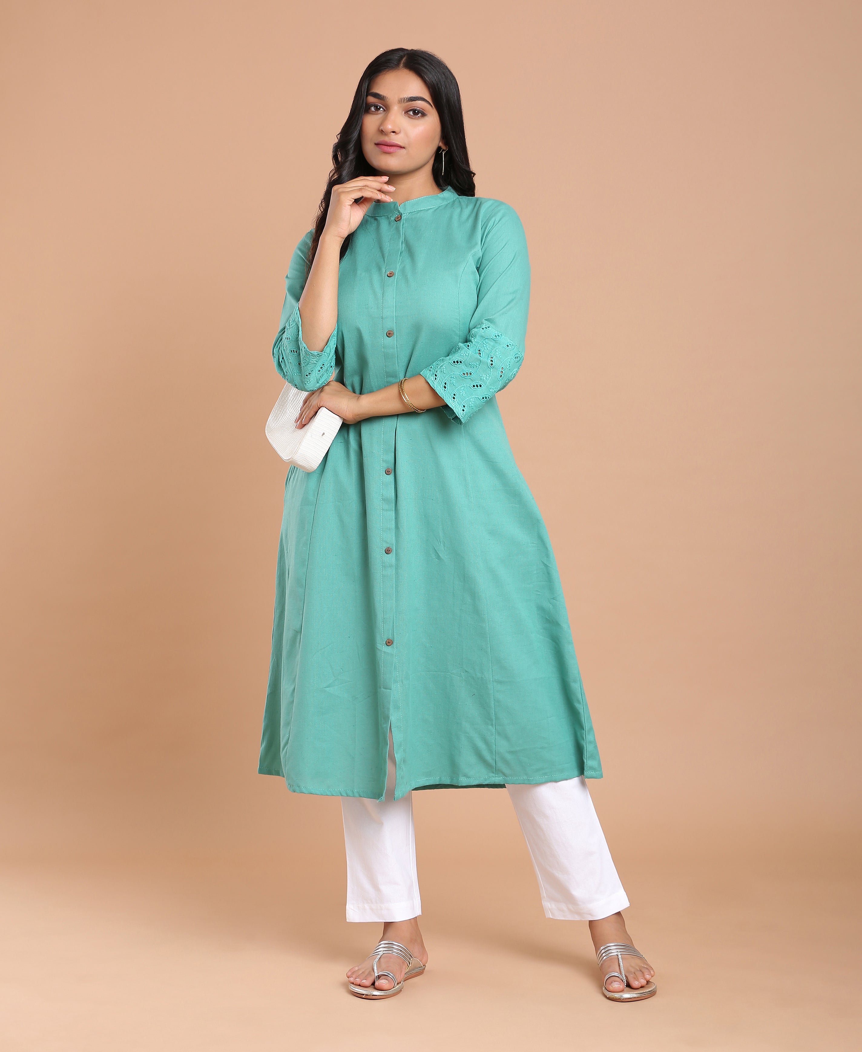 Teal Hakoba Princess Kurti