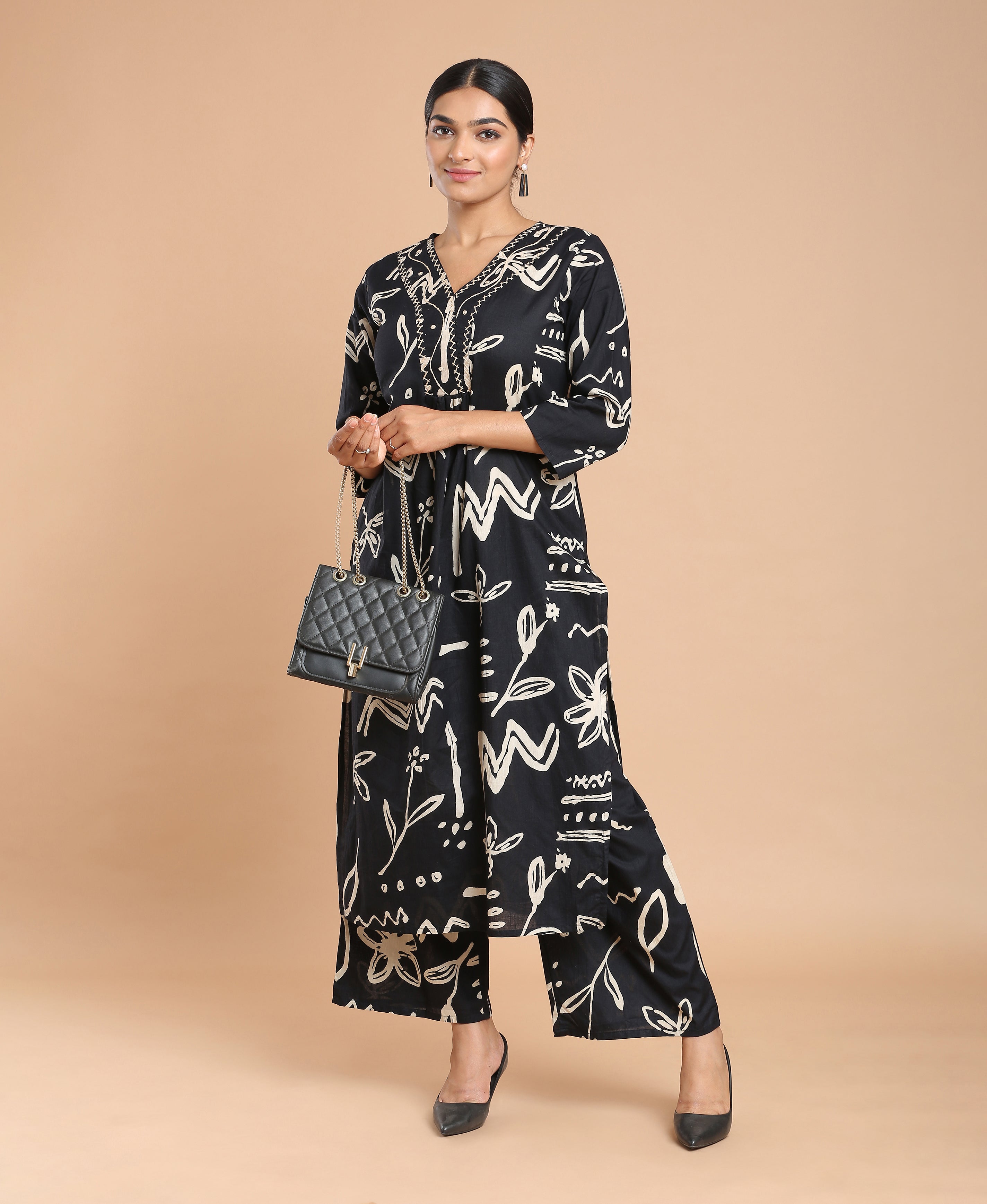 Noir Cotton Kurti Set