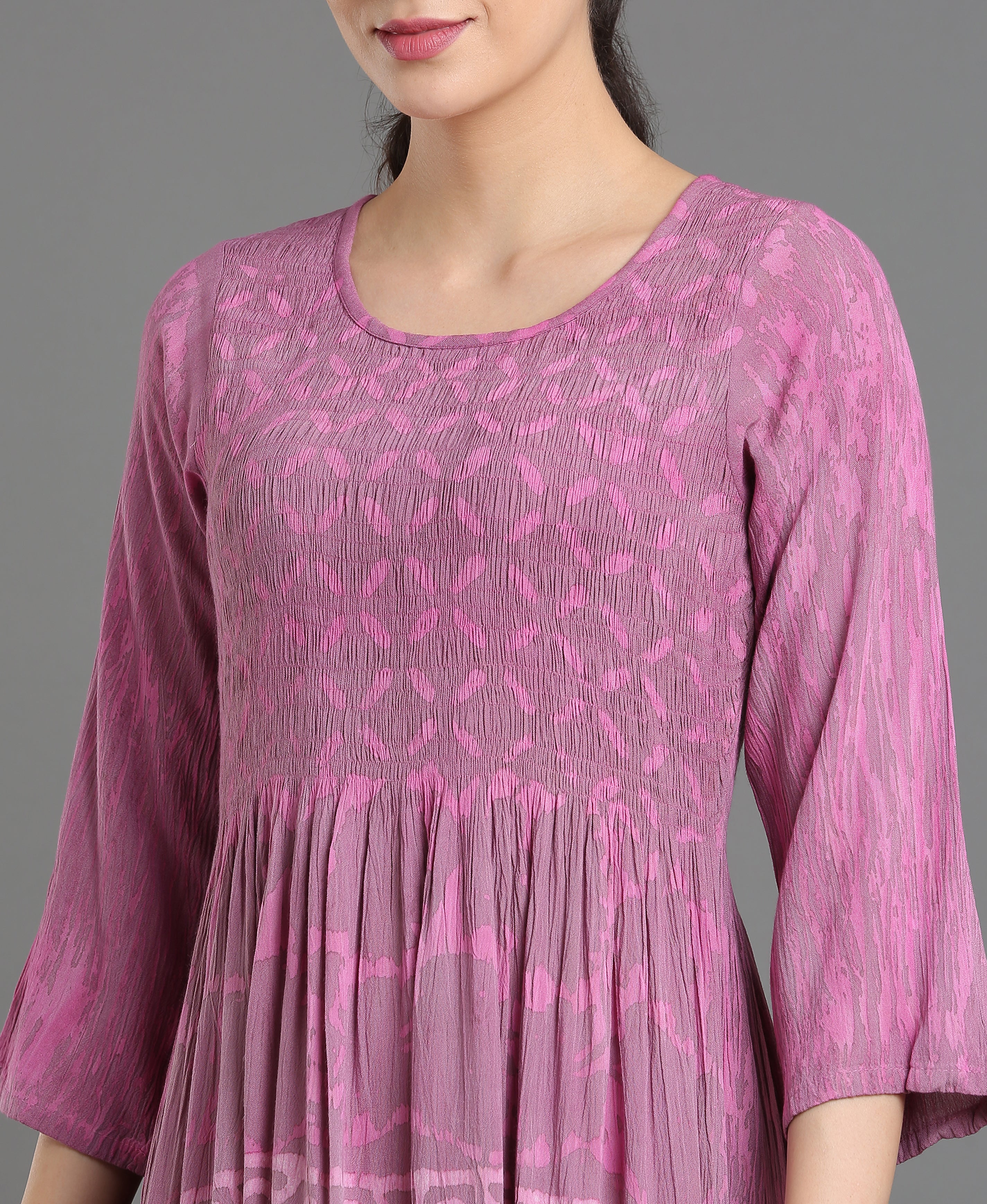 Dusty Bloom Rayon Flared Dress