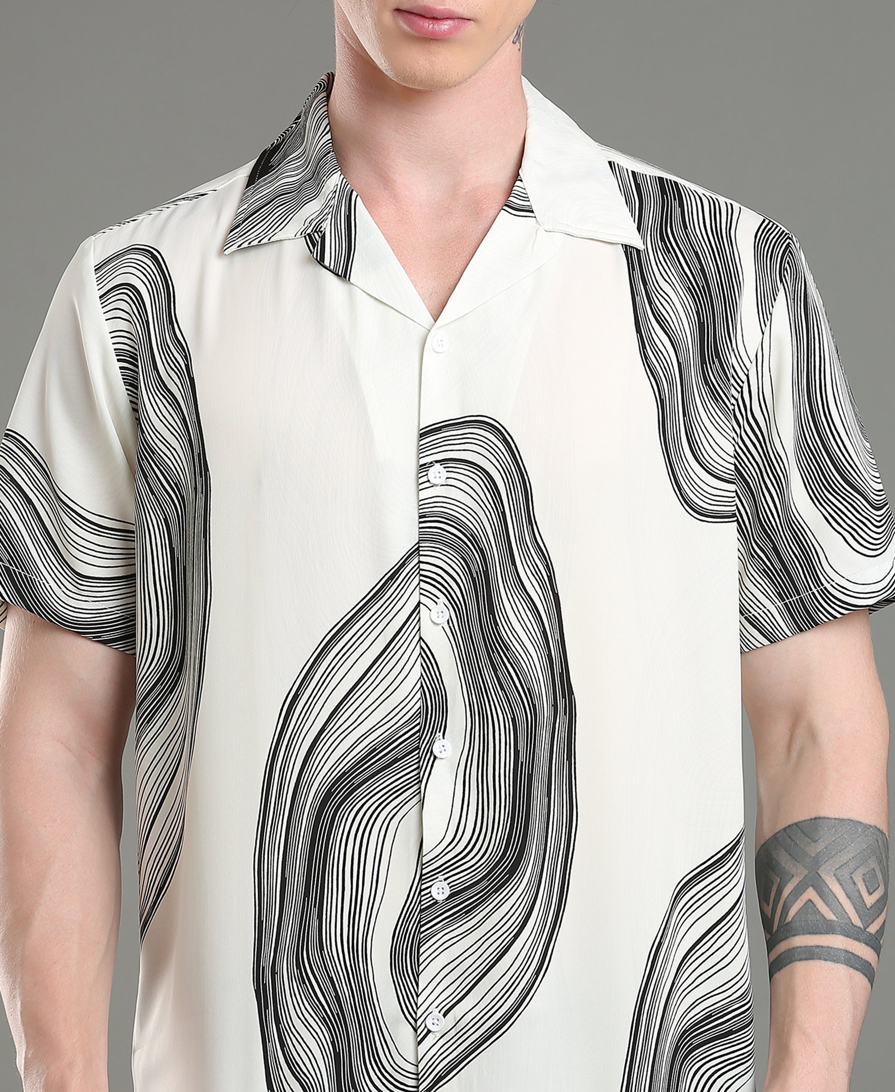 Riviera Wave Printed Cuban Shirt