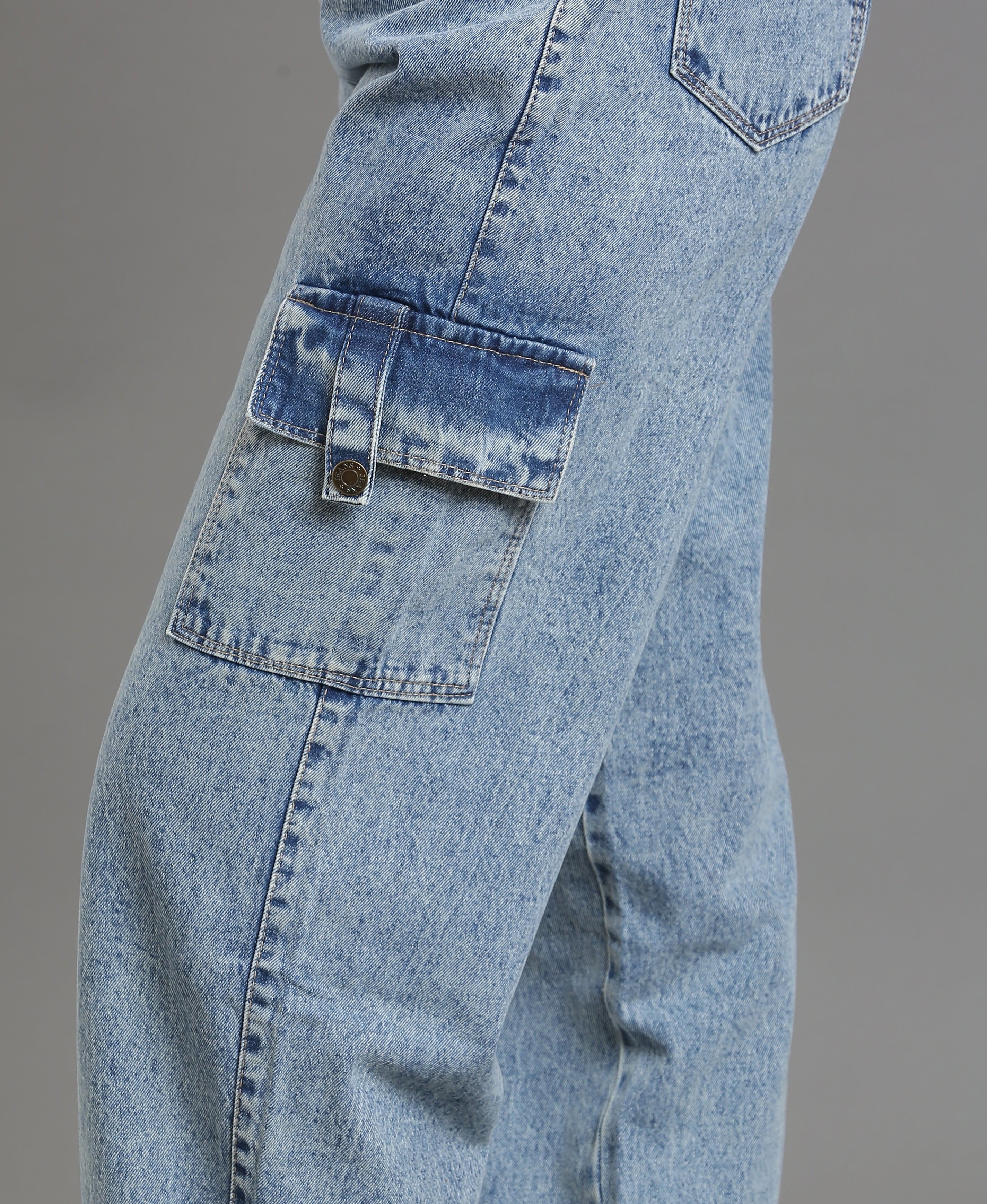 Ice Wash Cargo Denim Bottom