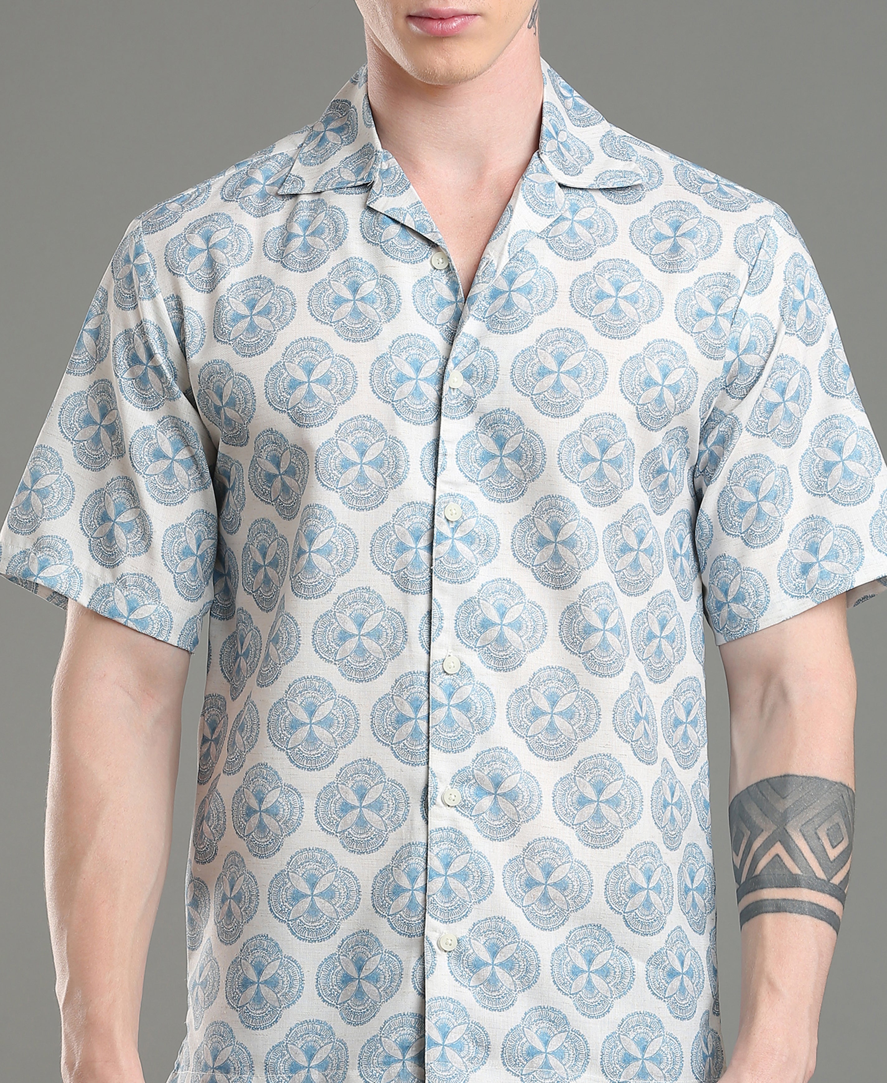 Horizon Print Cuban Shirt