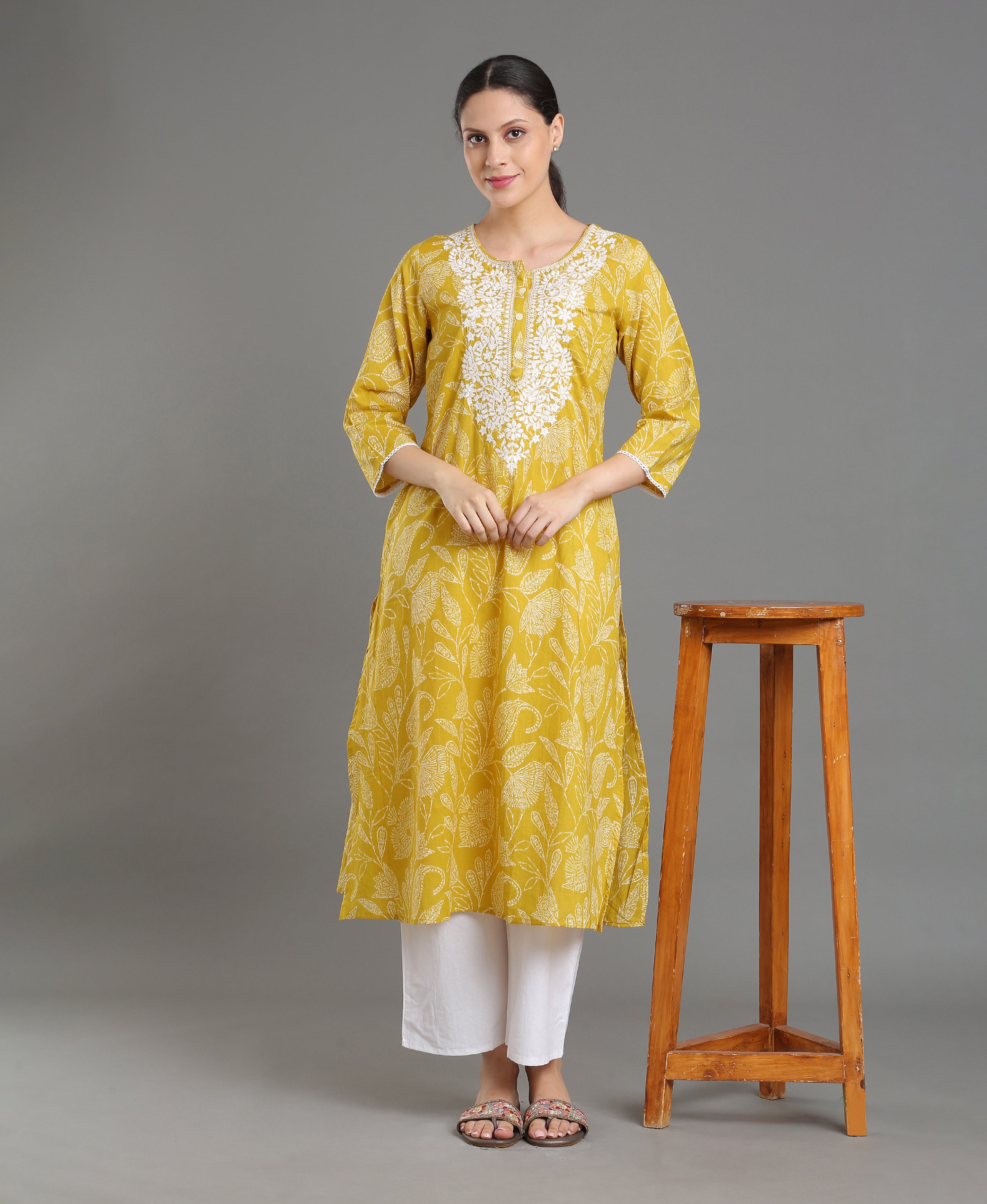 Mustard Bloom A-Line Dress