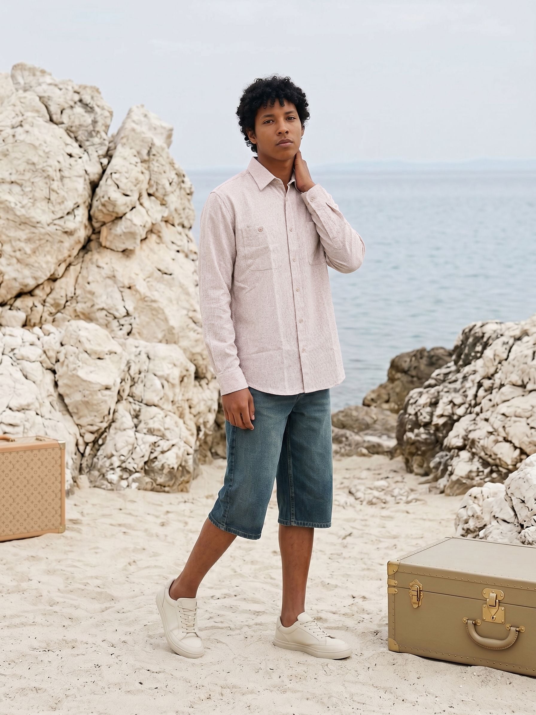 Men's Orange Oversized Fit Shirt