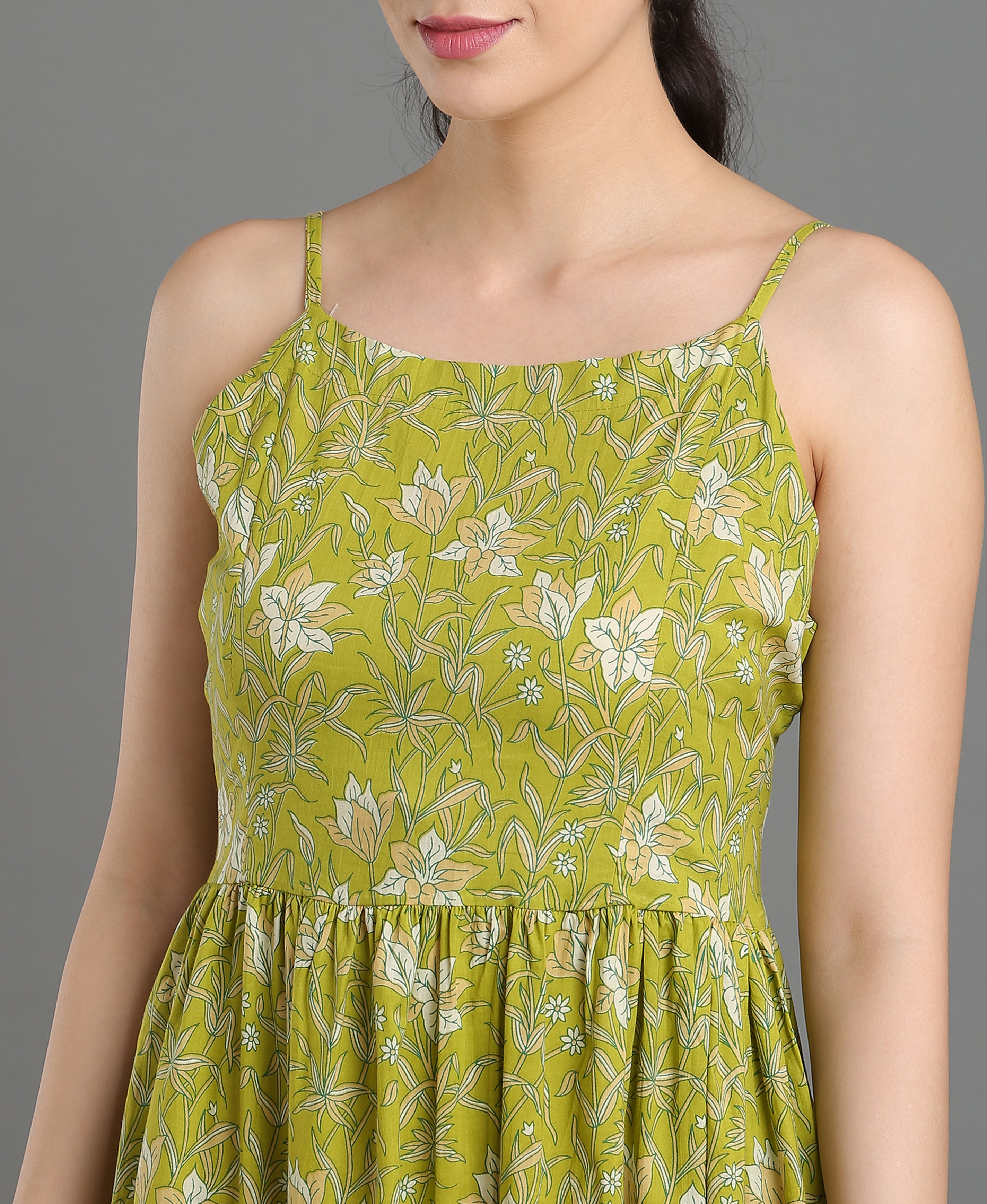 Emerald Cotton Spaghetti Dress