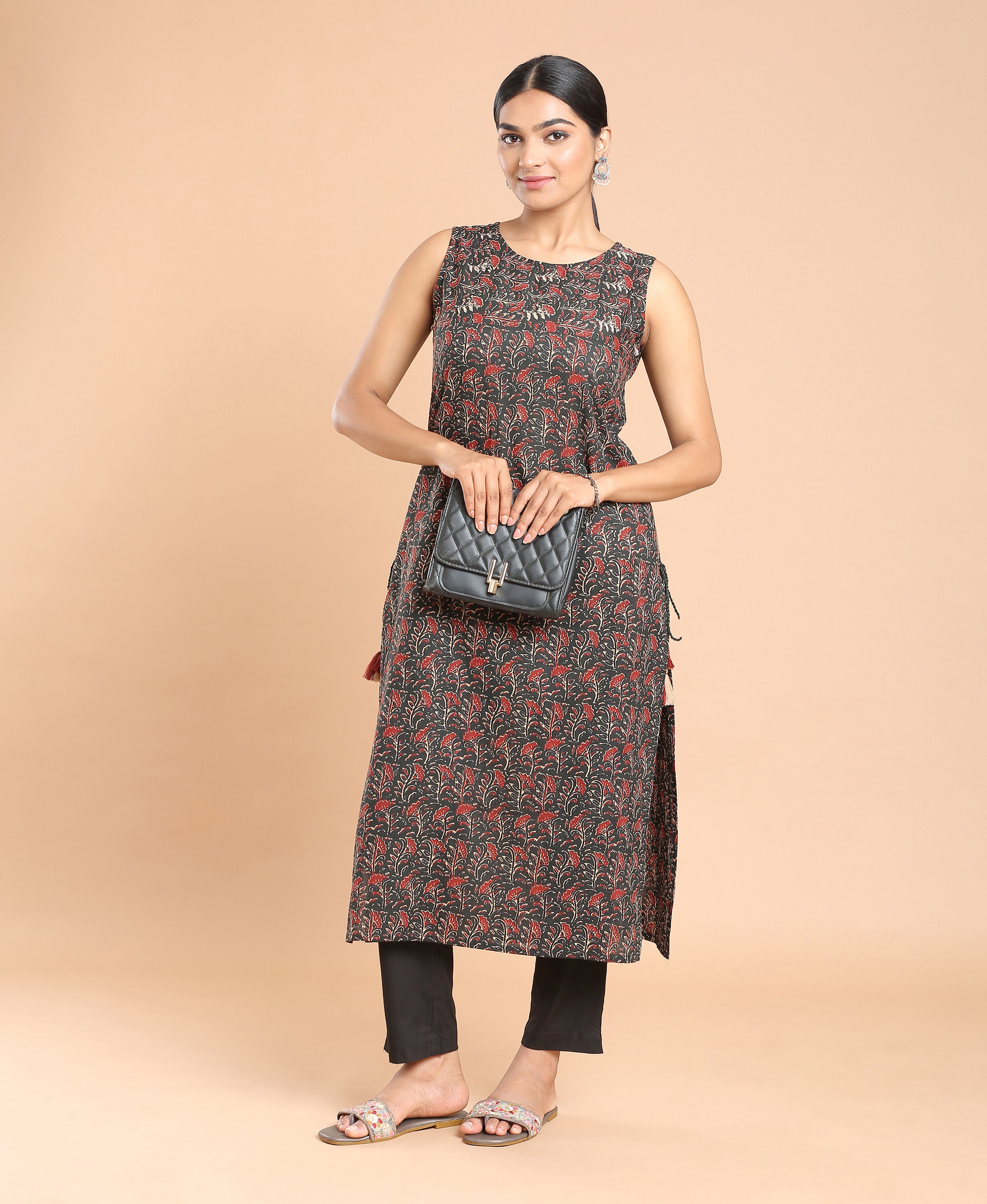 Midnight Bloom Cotton Kurti