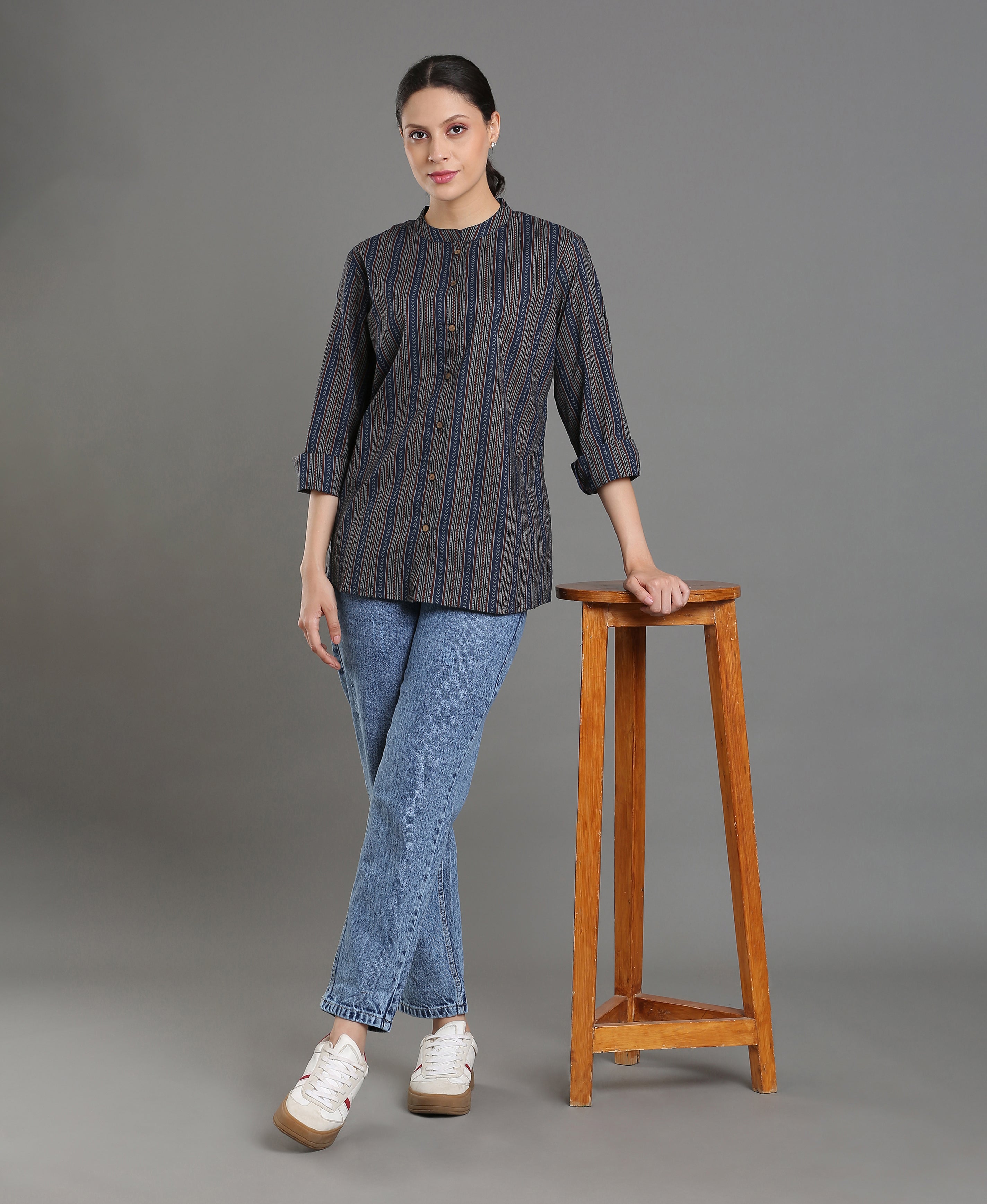 Indigo Bloom Tunic Top