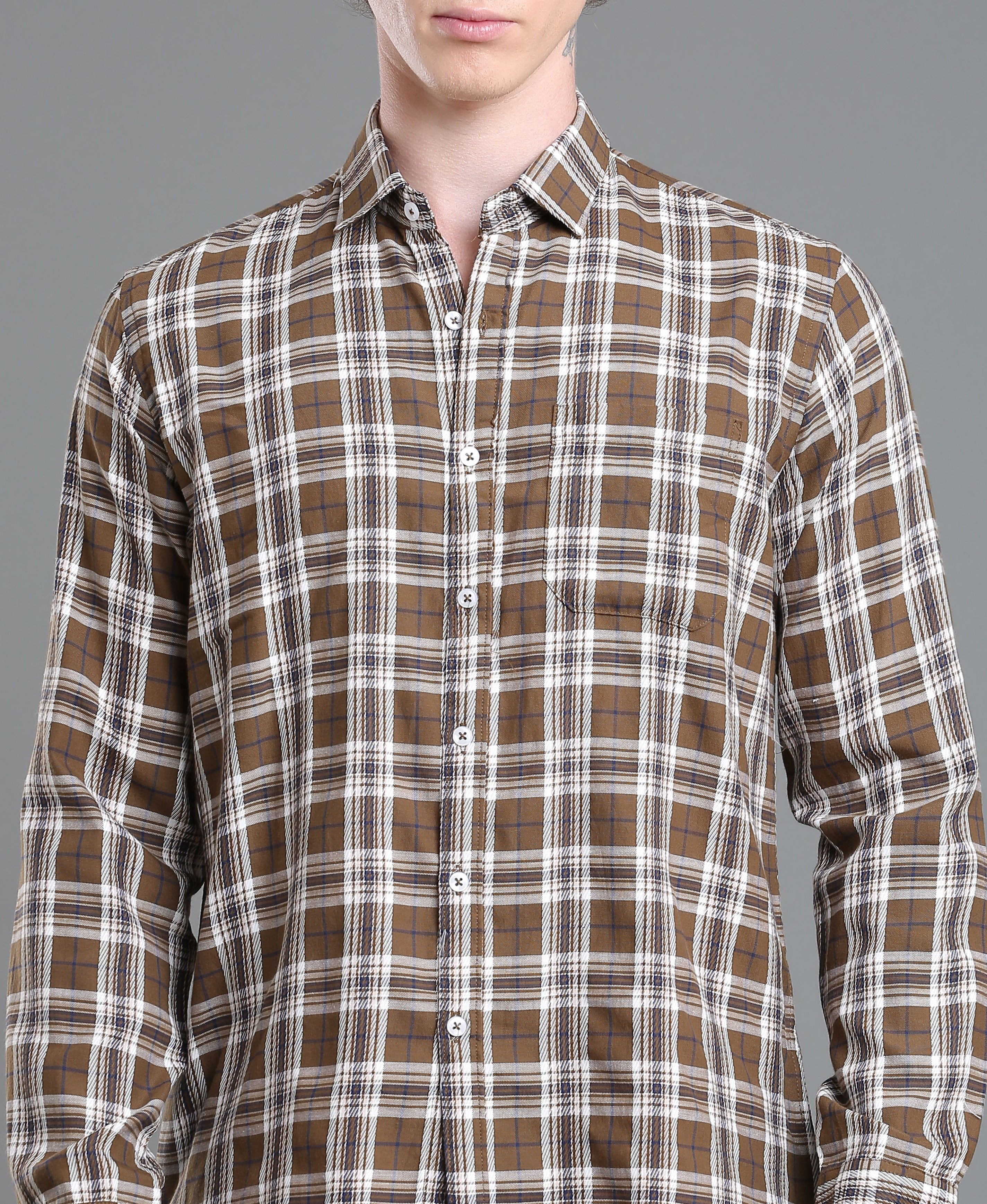 Olive Check Tailored Shirt