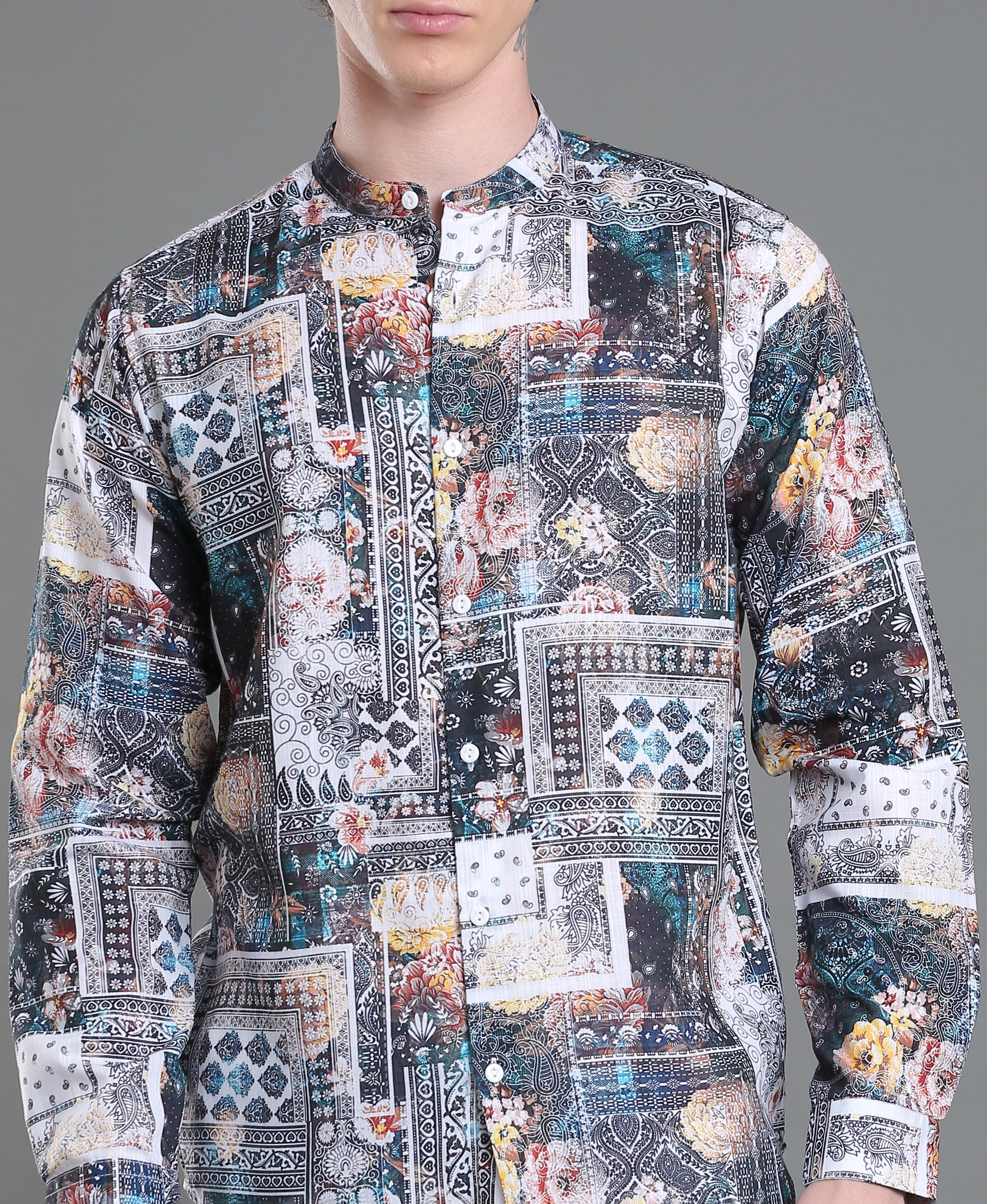 Tropica Linen Print Slim Shirt