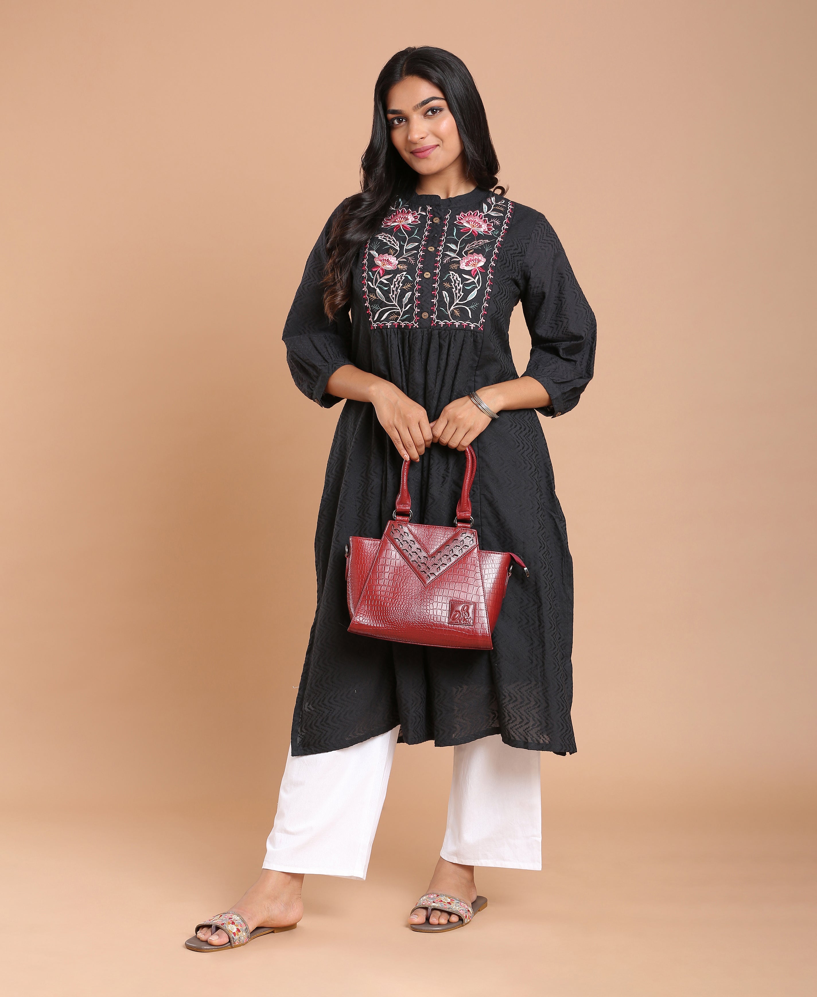 Noir Bloom Cotton Kurti