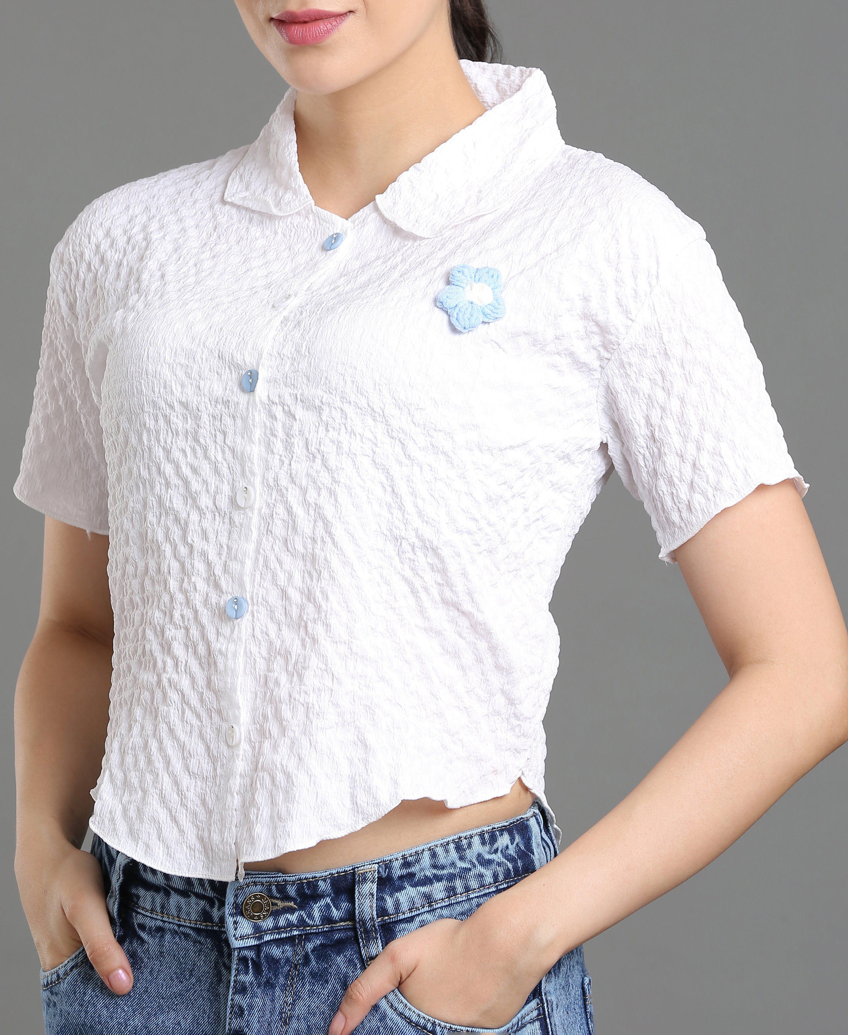 Ivory Fancy Textured Top
