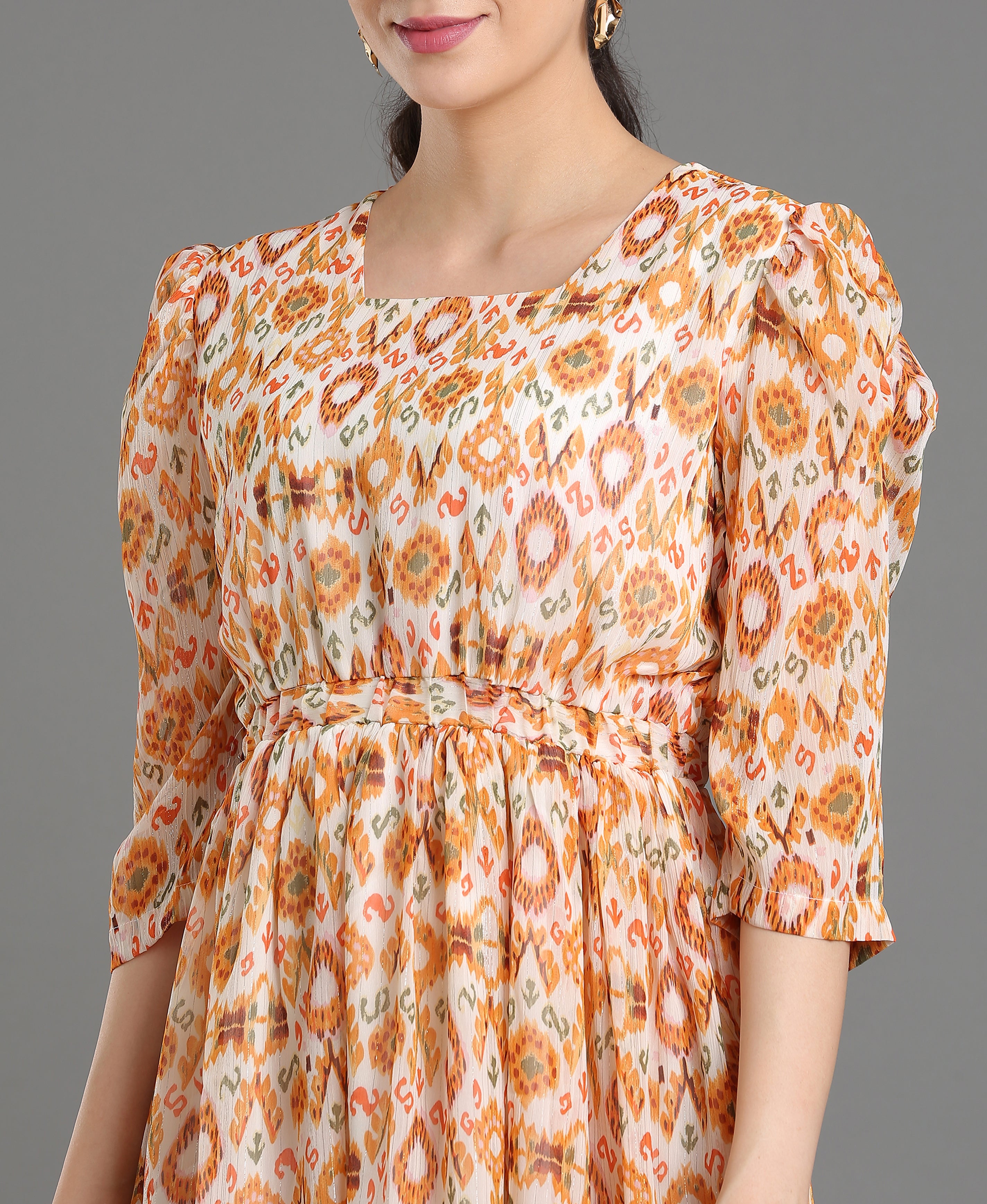 Golden Glow Chiffon Dress