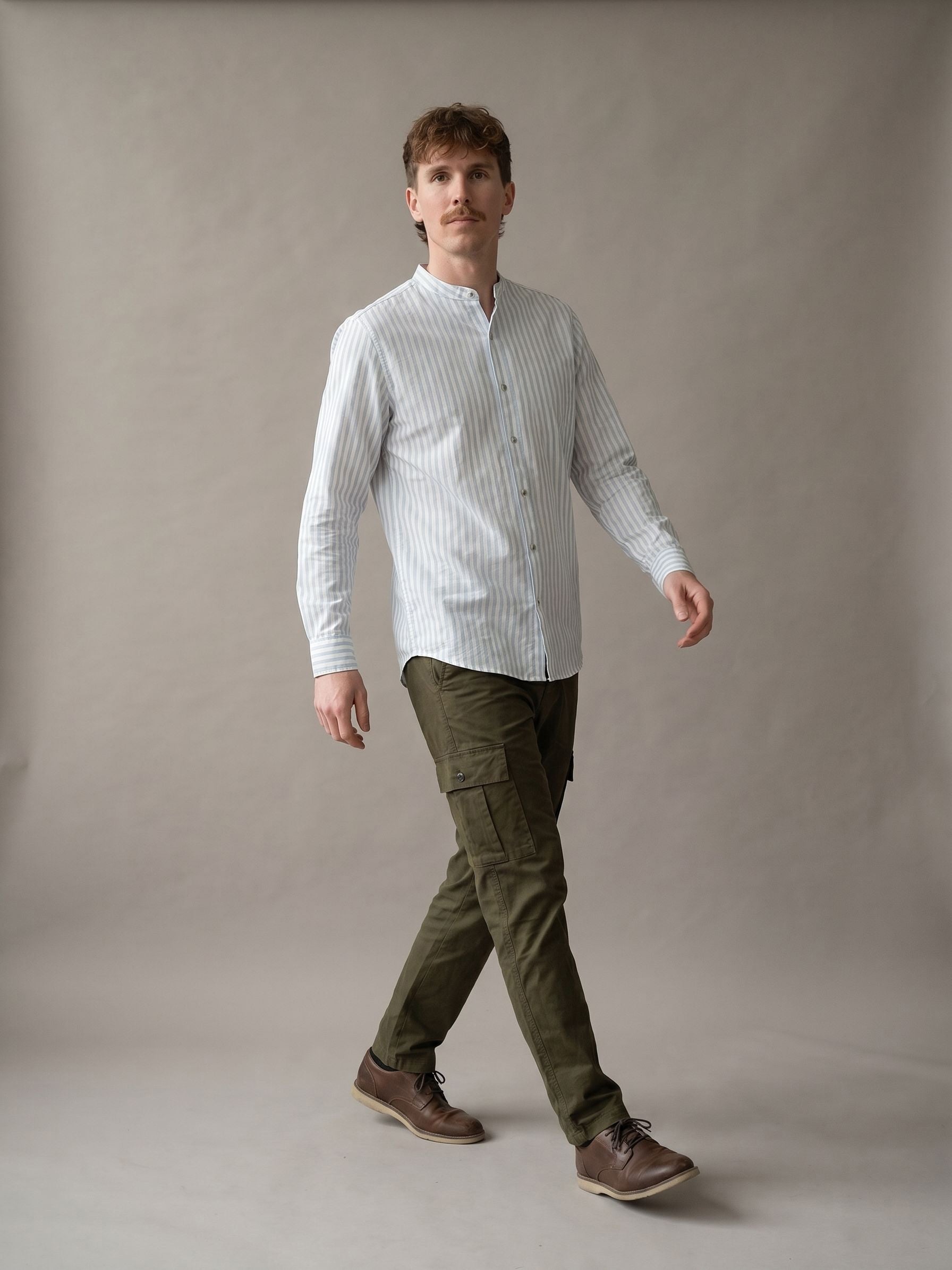 Men's Stripes Light Blue Relaxed Fit Shirt