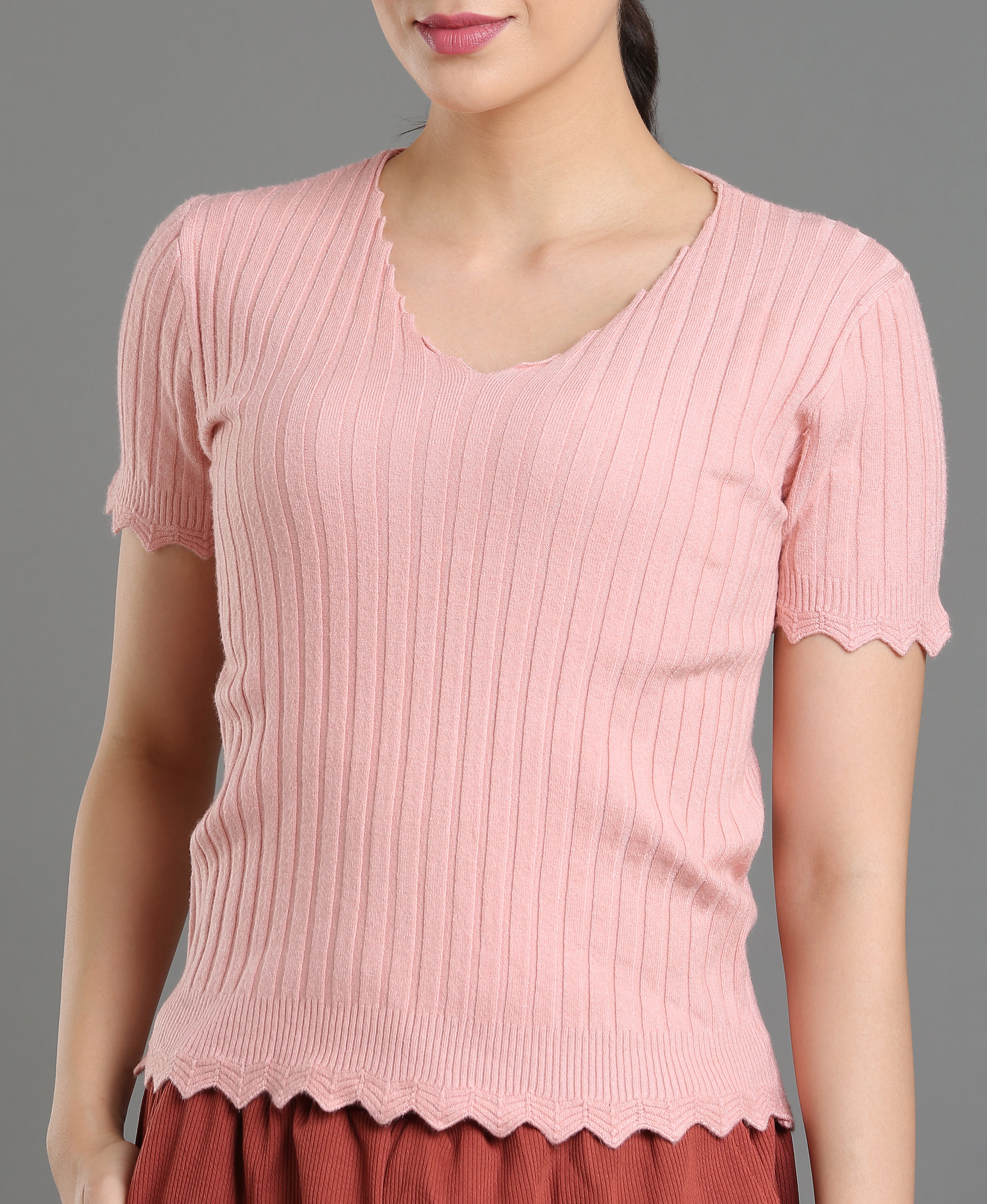 Blush Crochet Round Neck Top