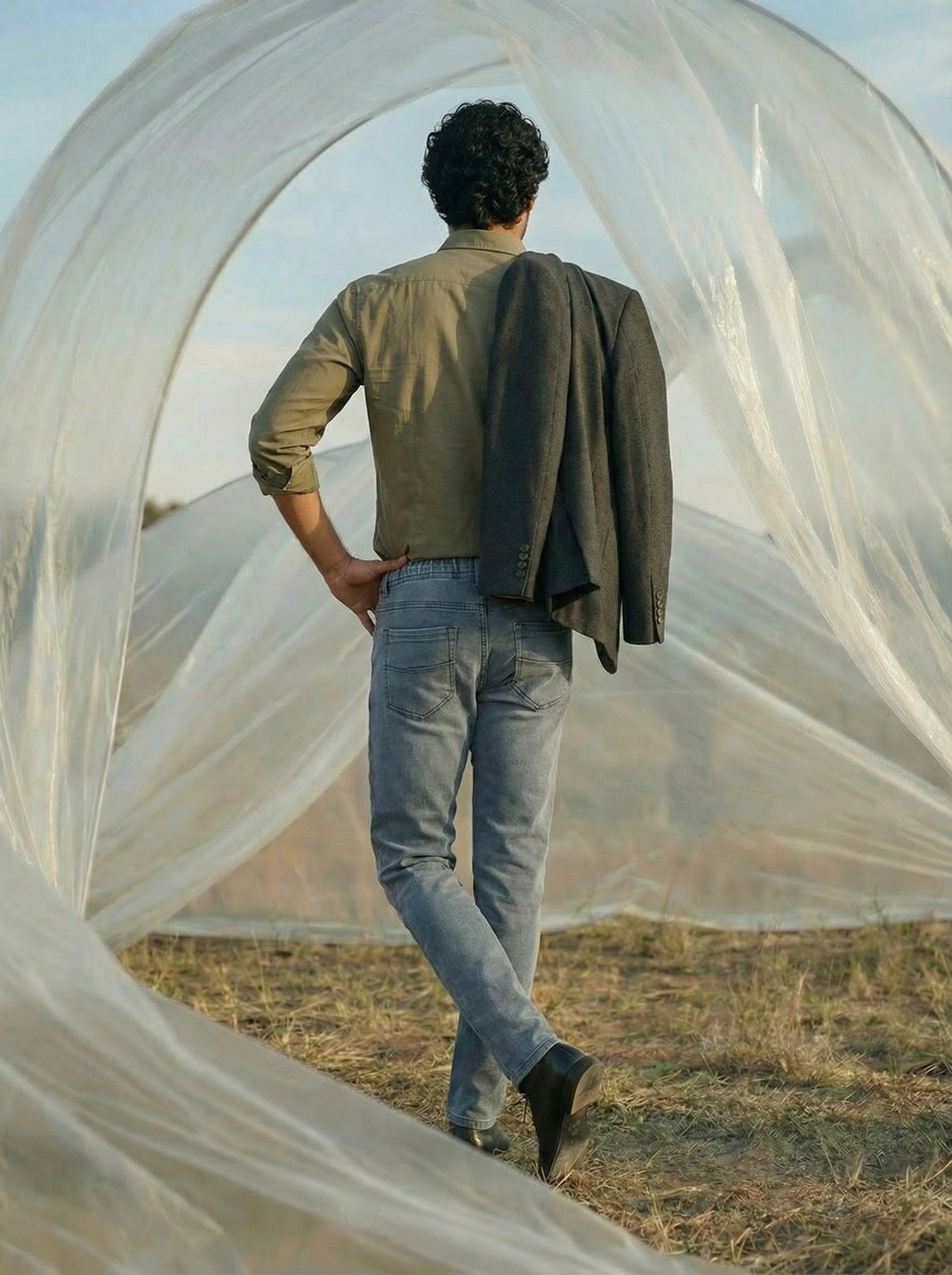 Premium Denim Jogger Fit Light Grey