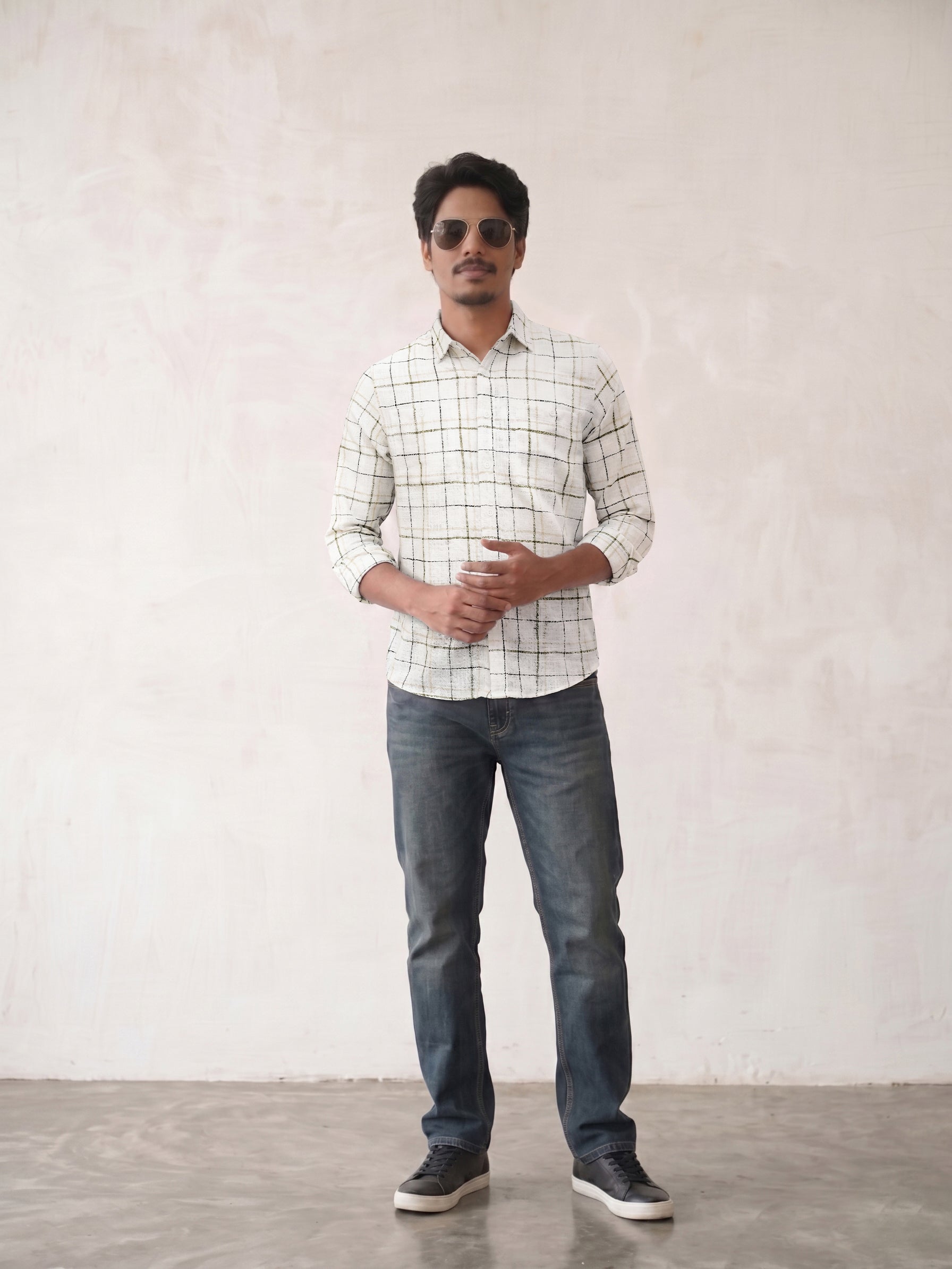 Men's Checks Green Regular Fit Shirt
