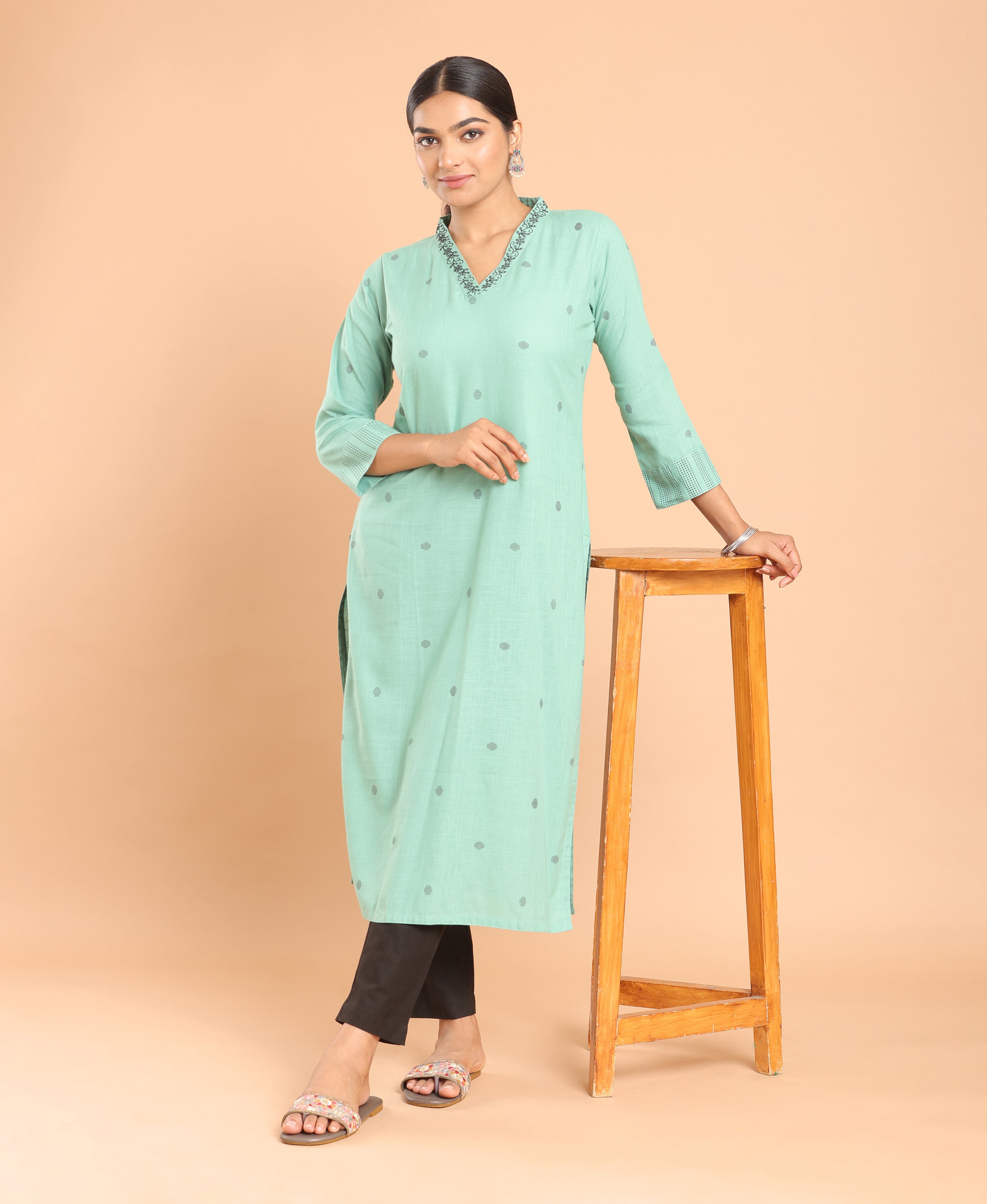 Pista Slub Cotton Kurti