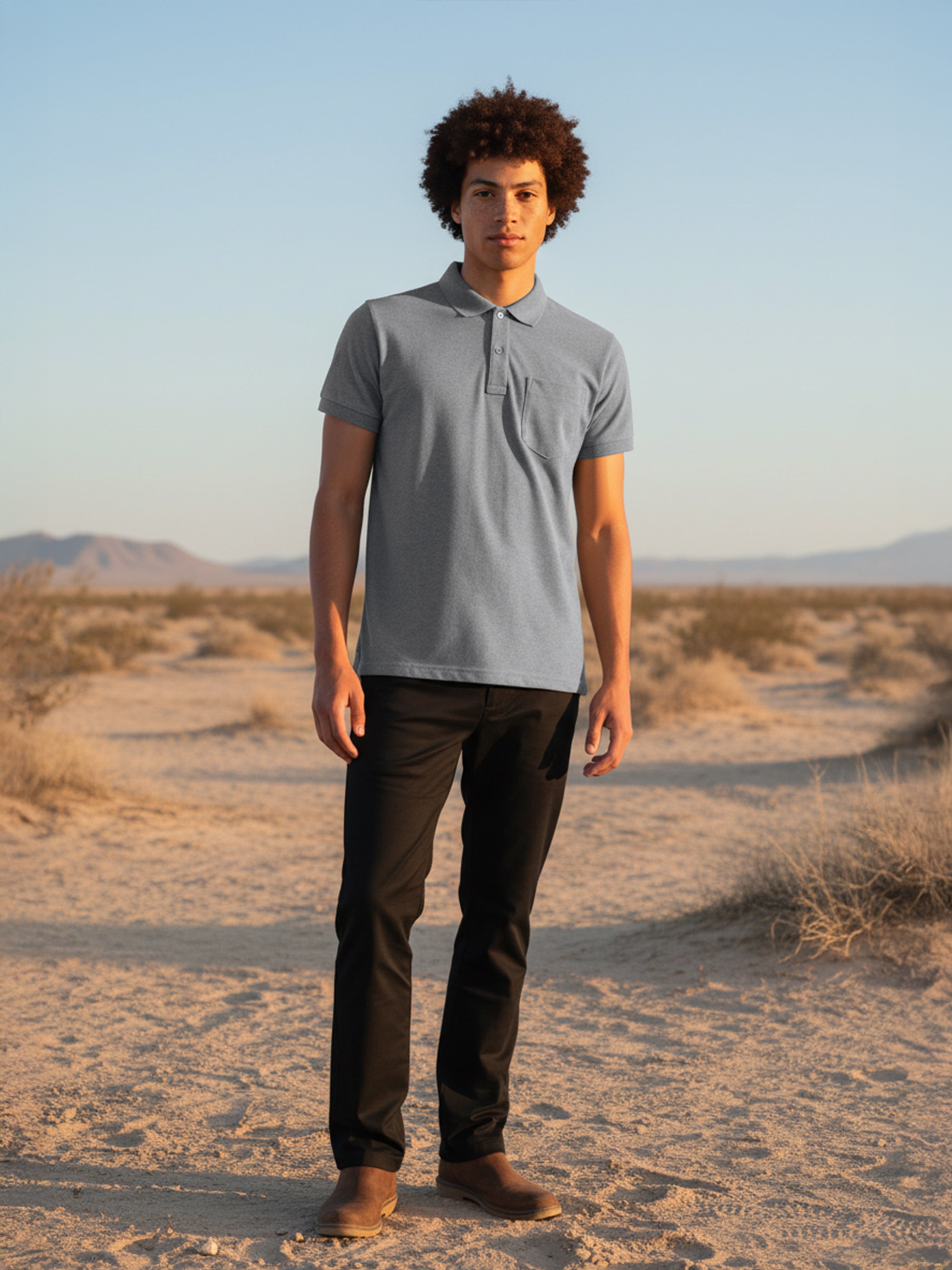 Men’s Grey Melange Calm Relax Polo