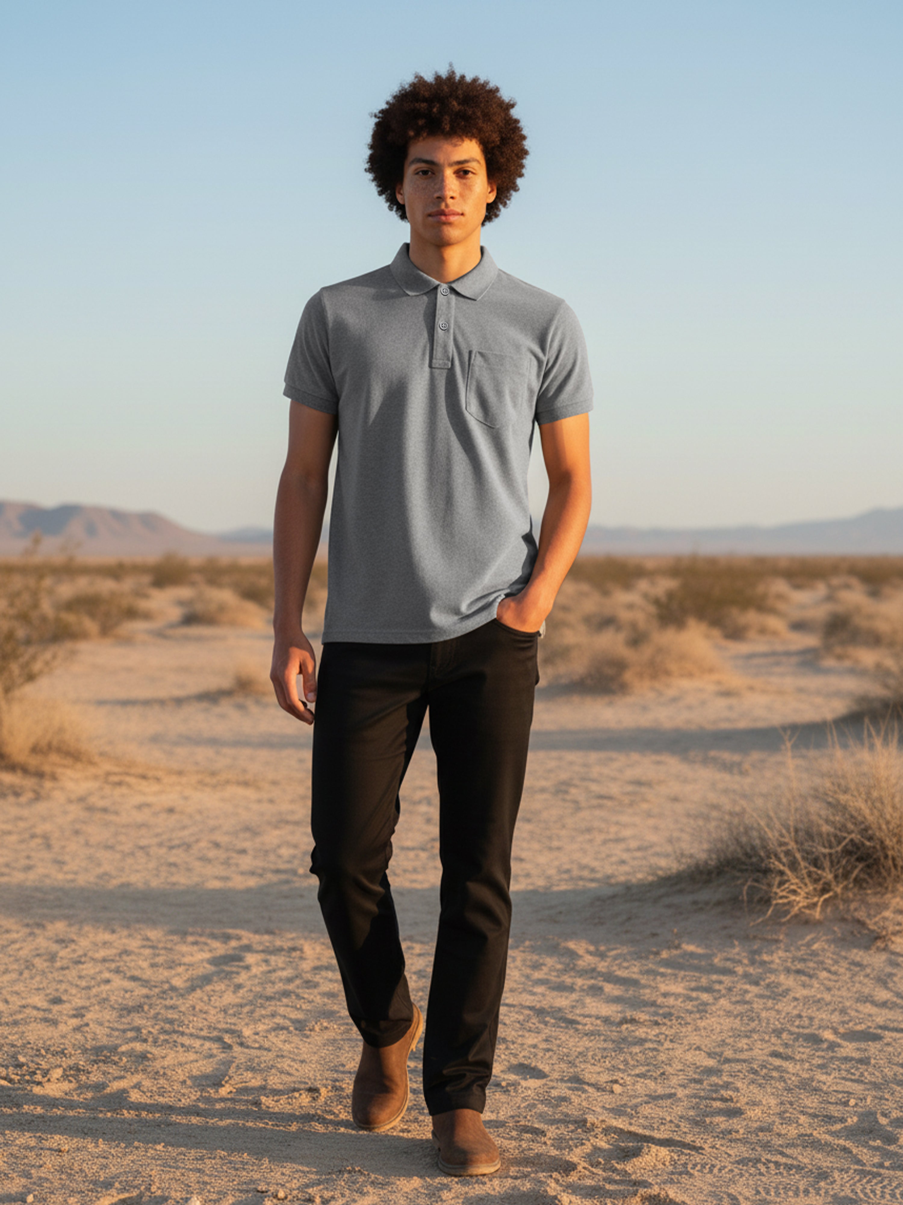 Men’s Grey Melange Calm Relax Polo