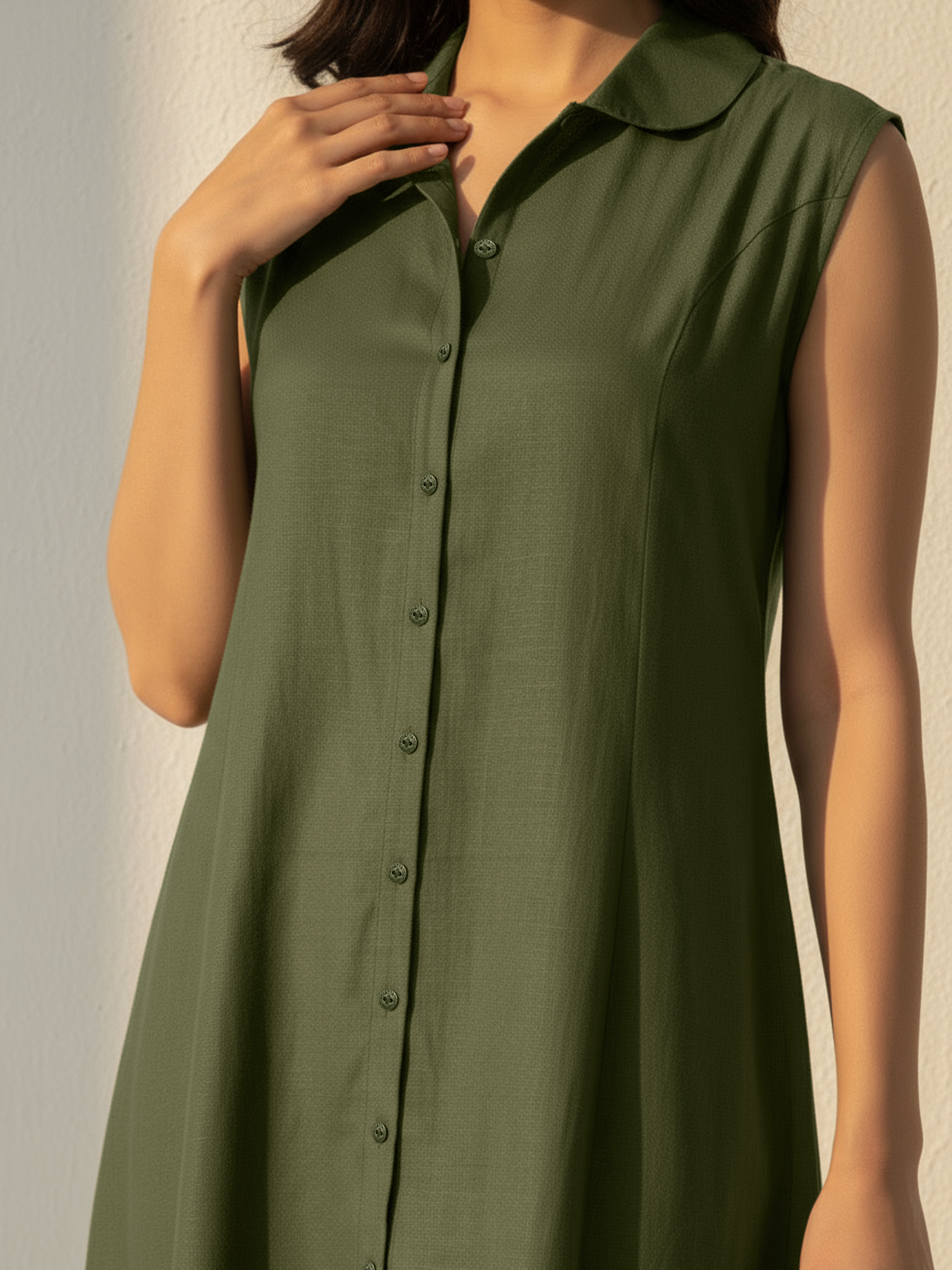 Green Flared Viscose Dress