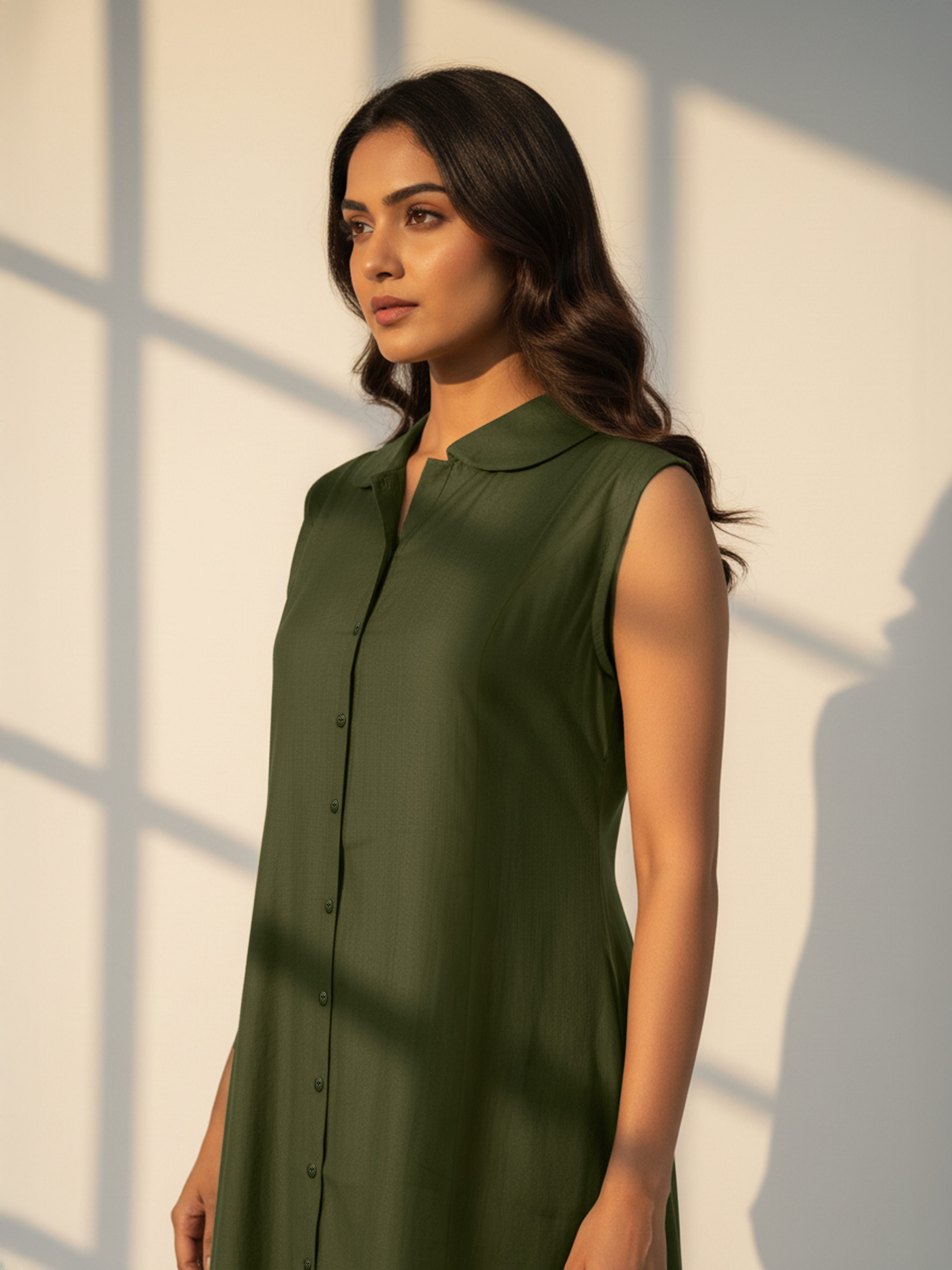 Green Flared Viscose Dress