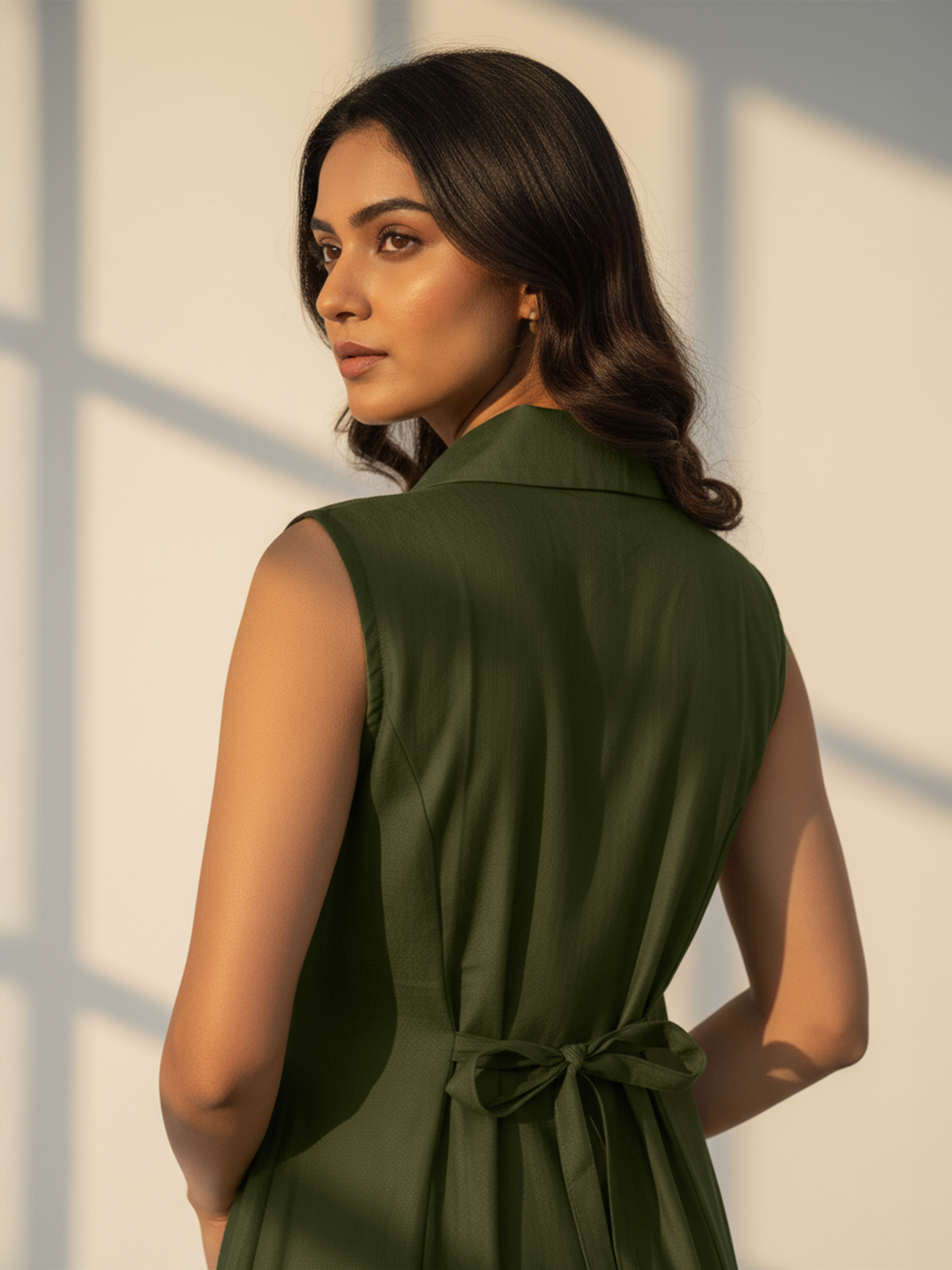 Green Flared Viscose Dress