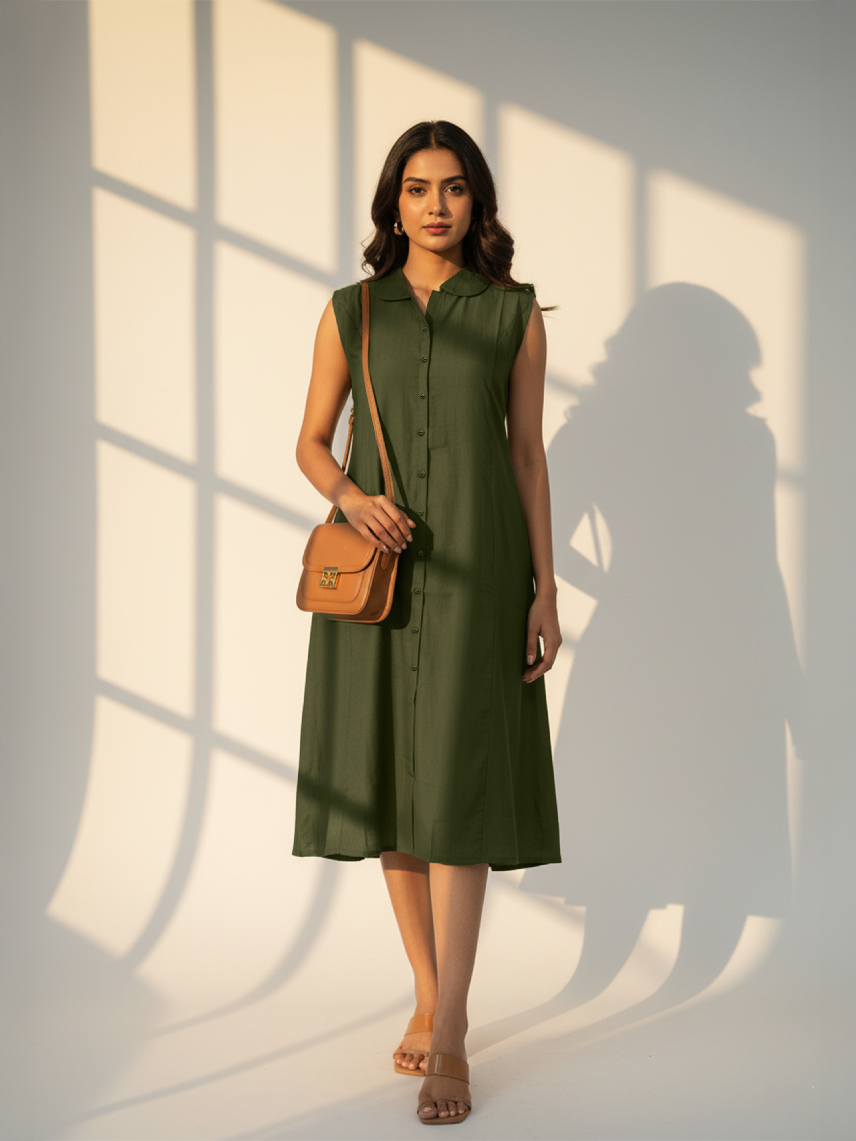 Green Flared Viscose Dress
