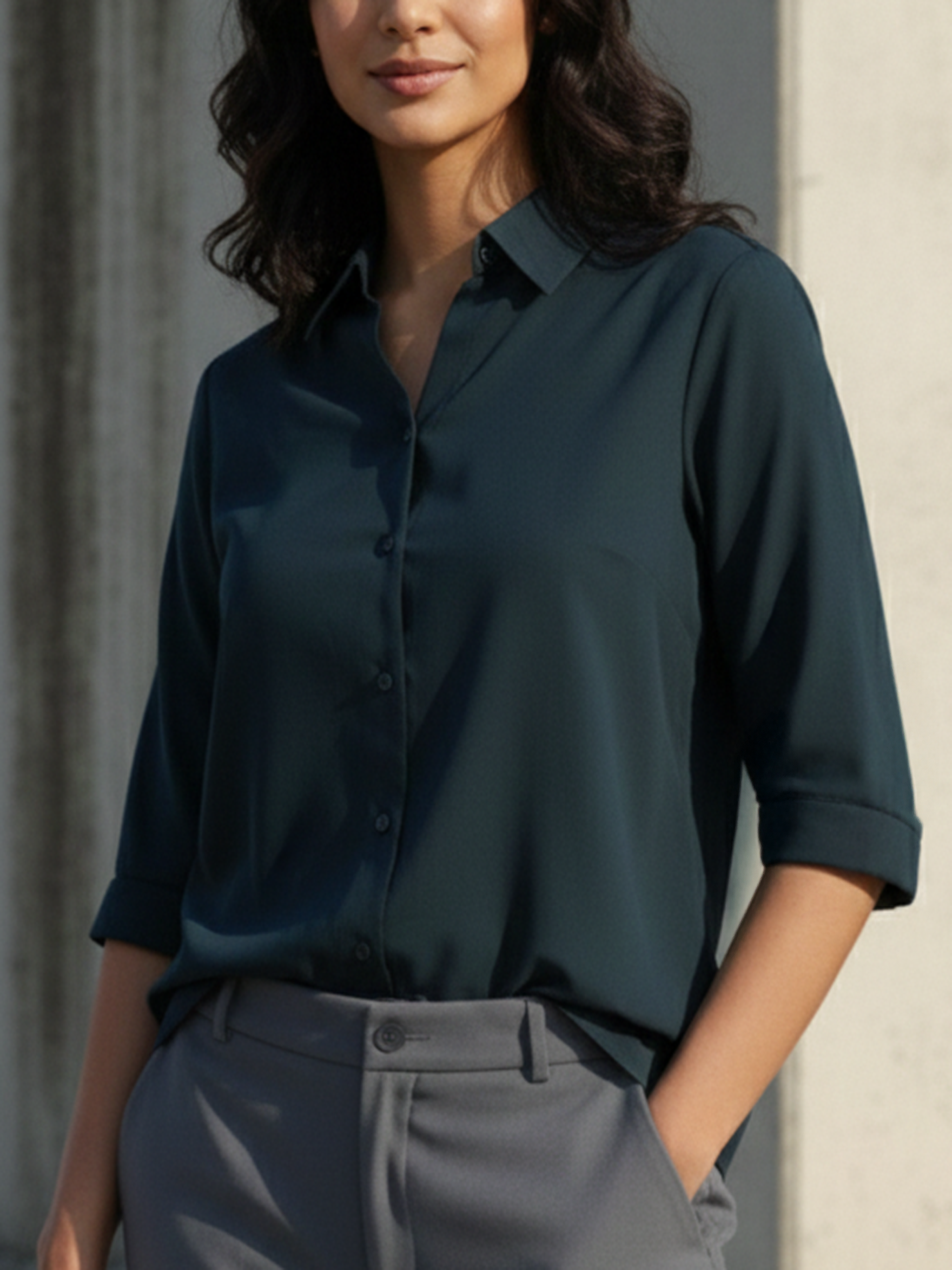 Women’s Navy Cove Relax Plain Shirt