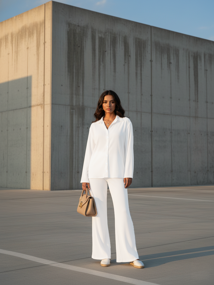 White Grace Knitted Co-Ord Set for Women