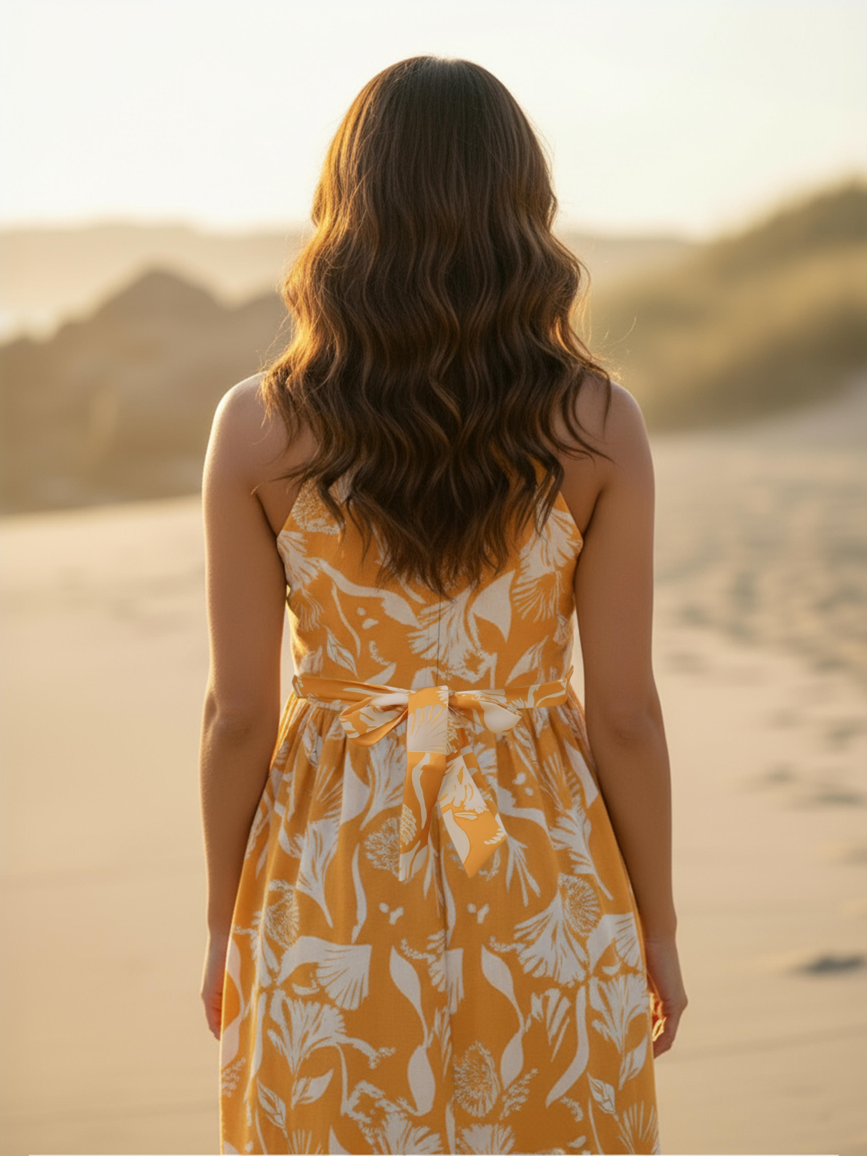 Mustard Grove Drift Halter Dress