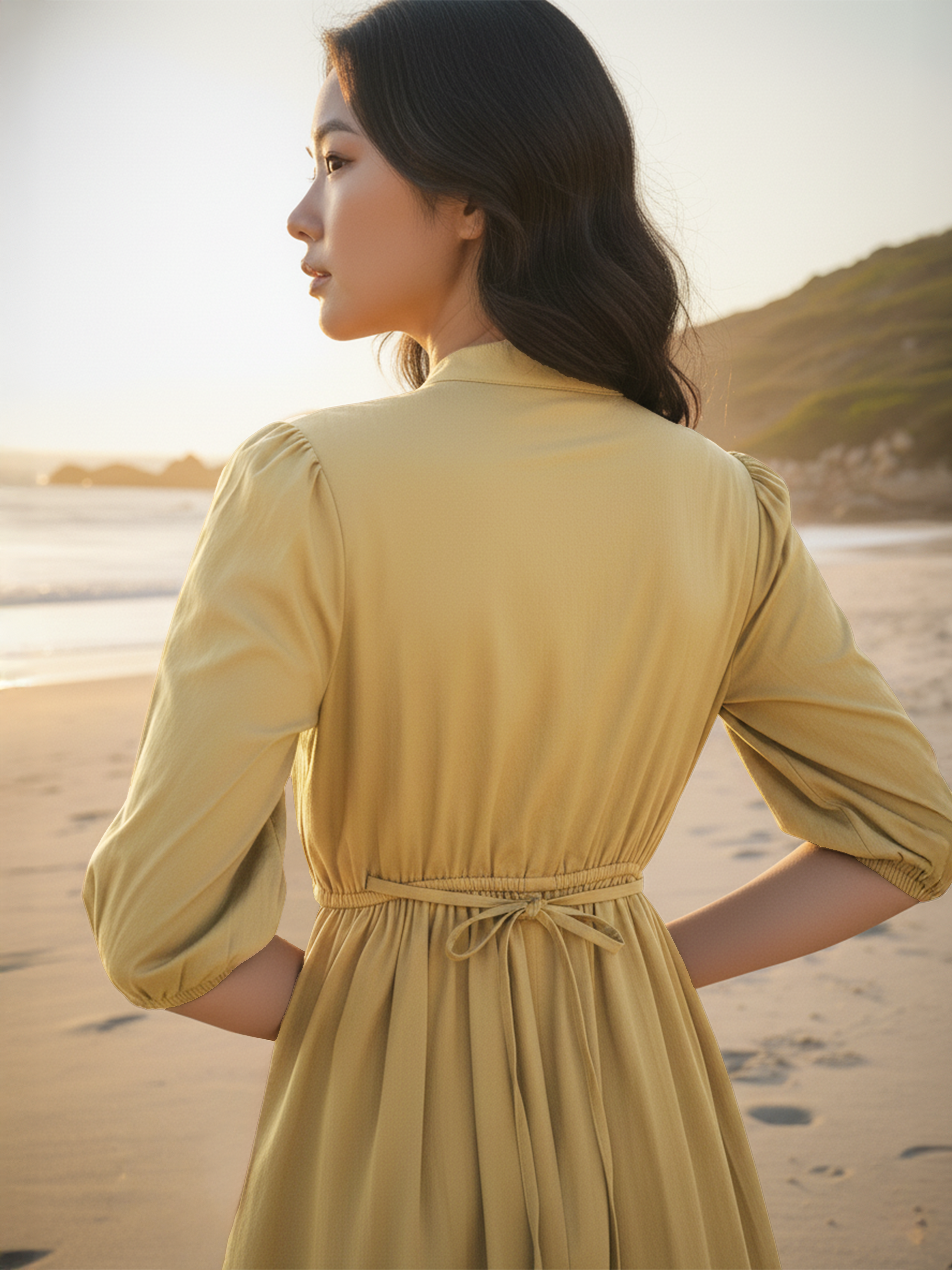 Chikku Poplin Puff Sleeve Short Dress for Women