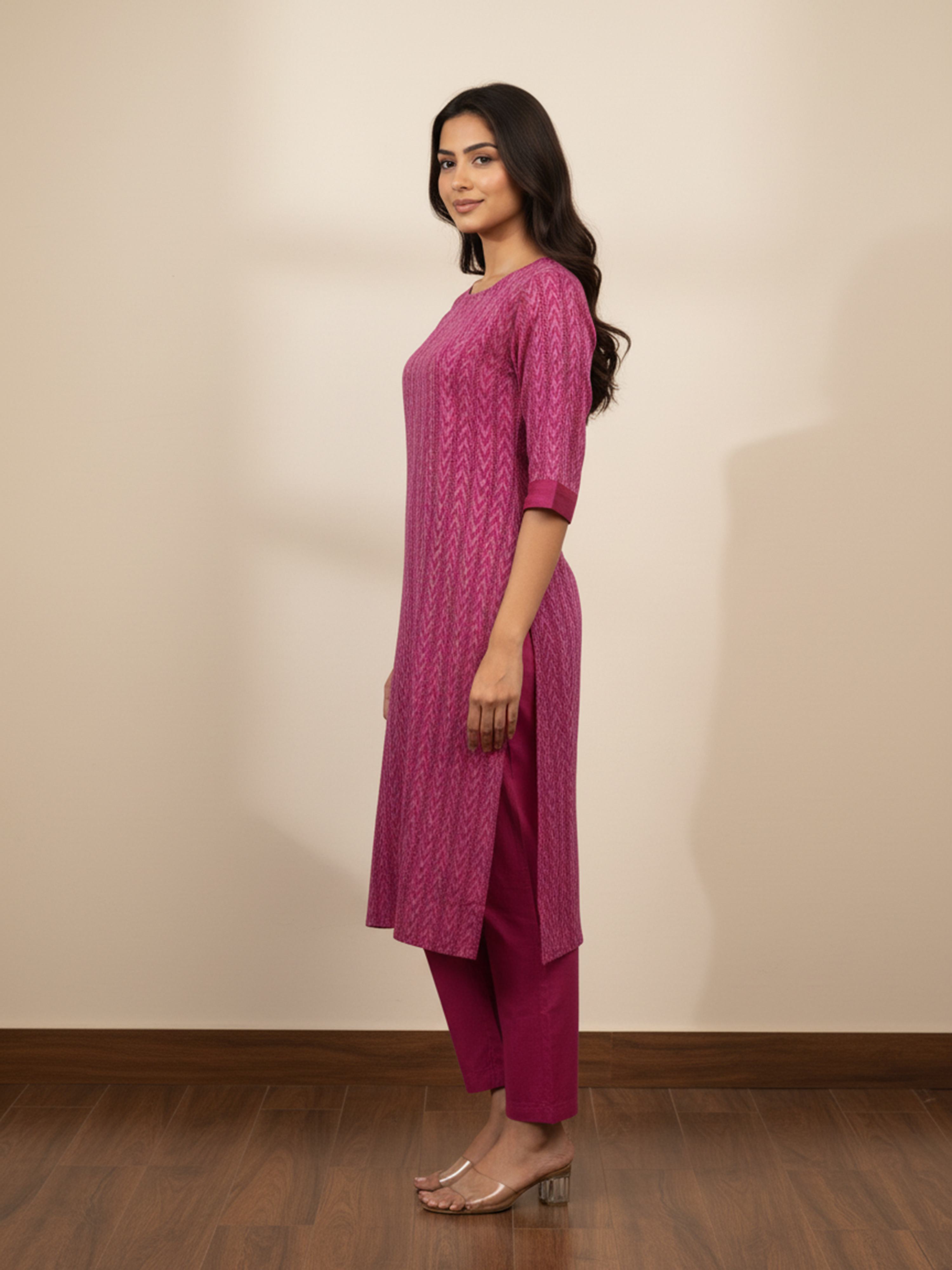 Women’s Flurescent Pink Line Kurti