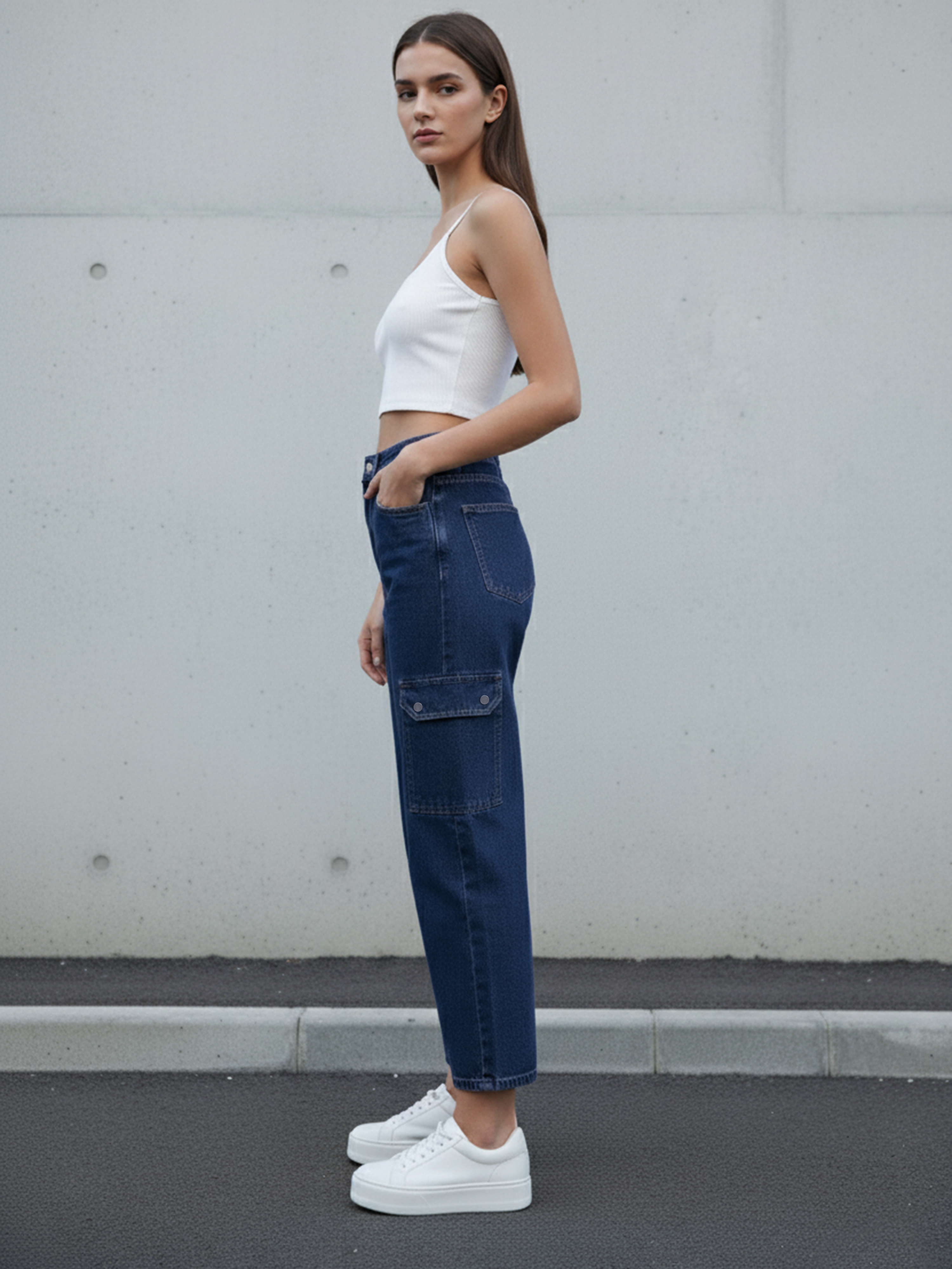 Navy Blue Women's Straight Fit Jeans