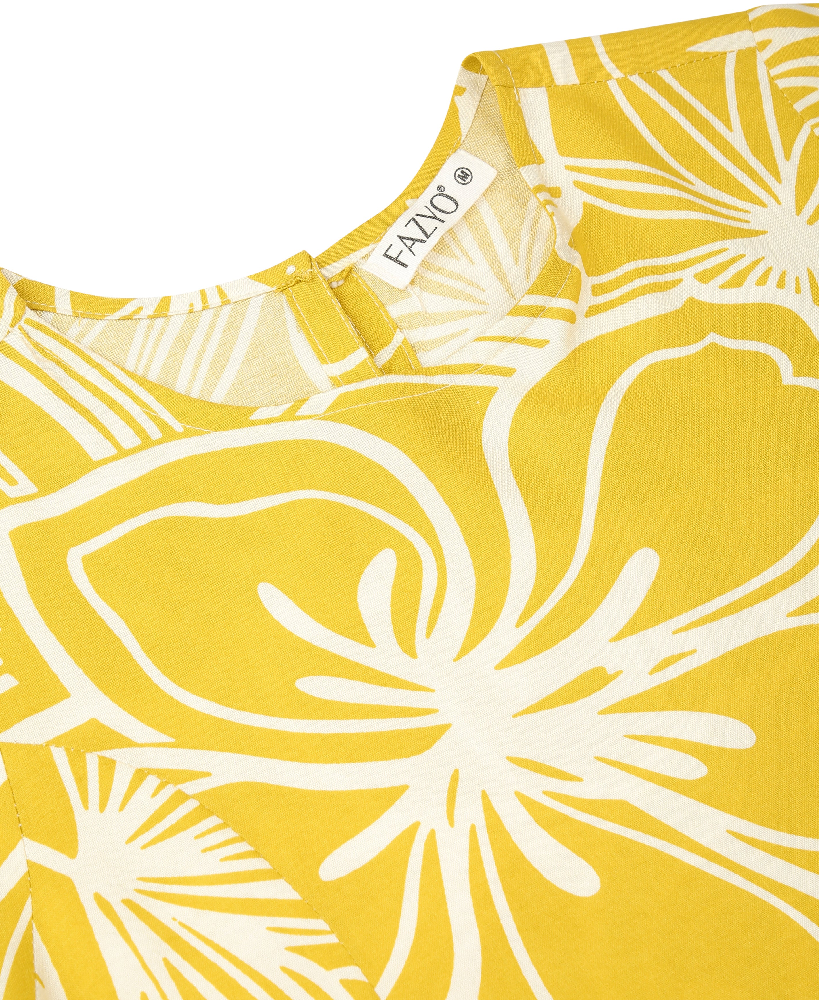 Yellow Bloom Viscose Flare Dress