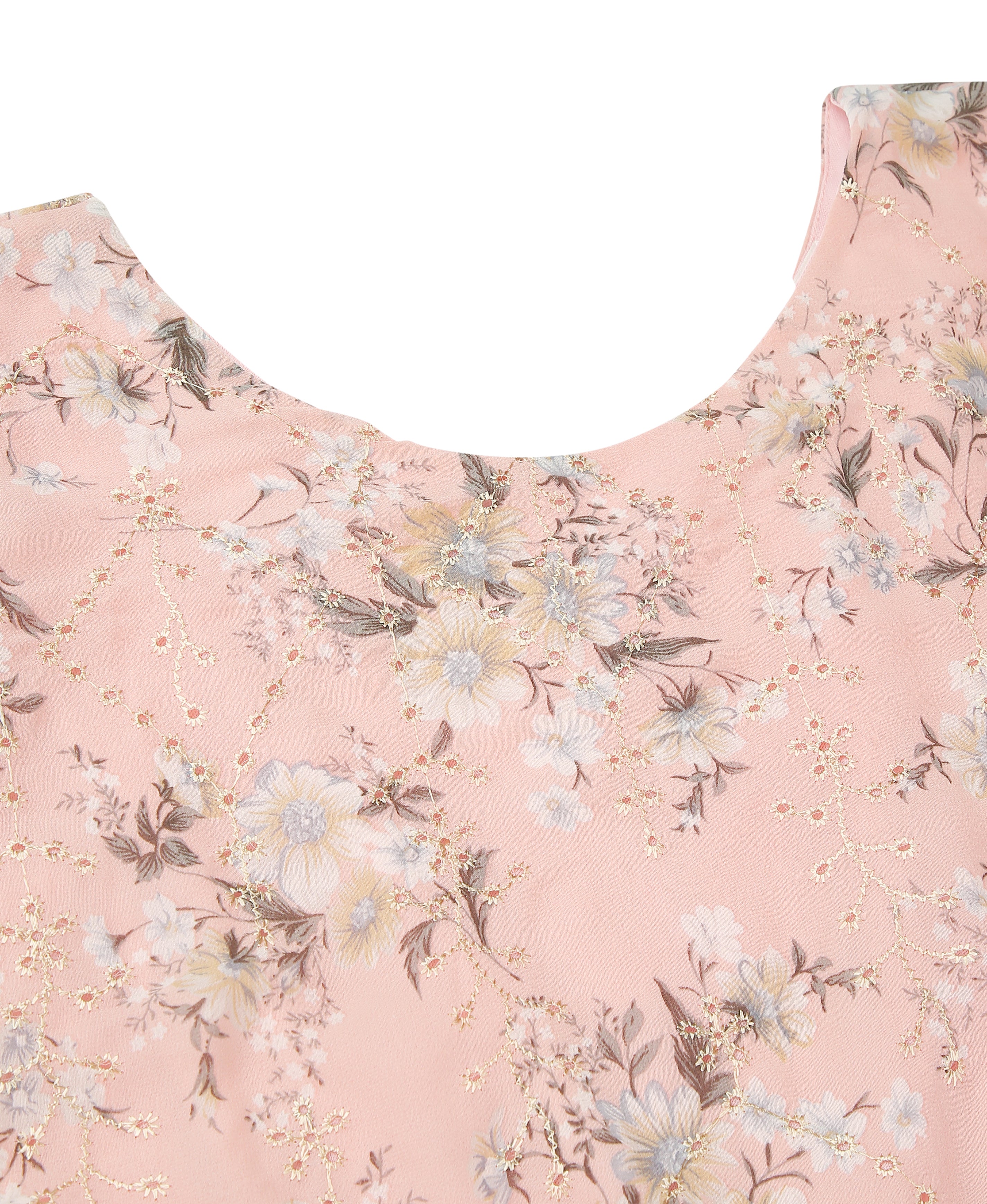 Peach Bloom Embroidered Georgette Dress