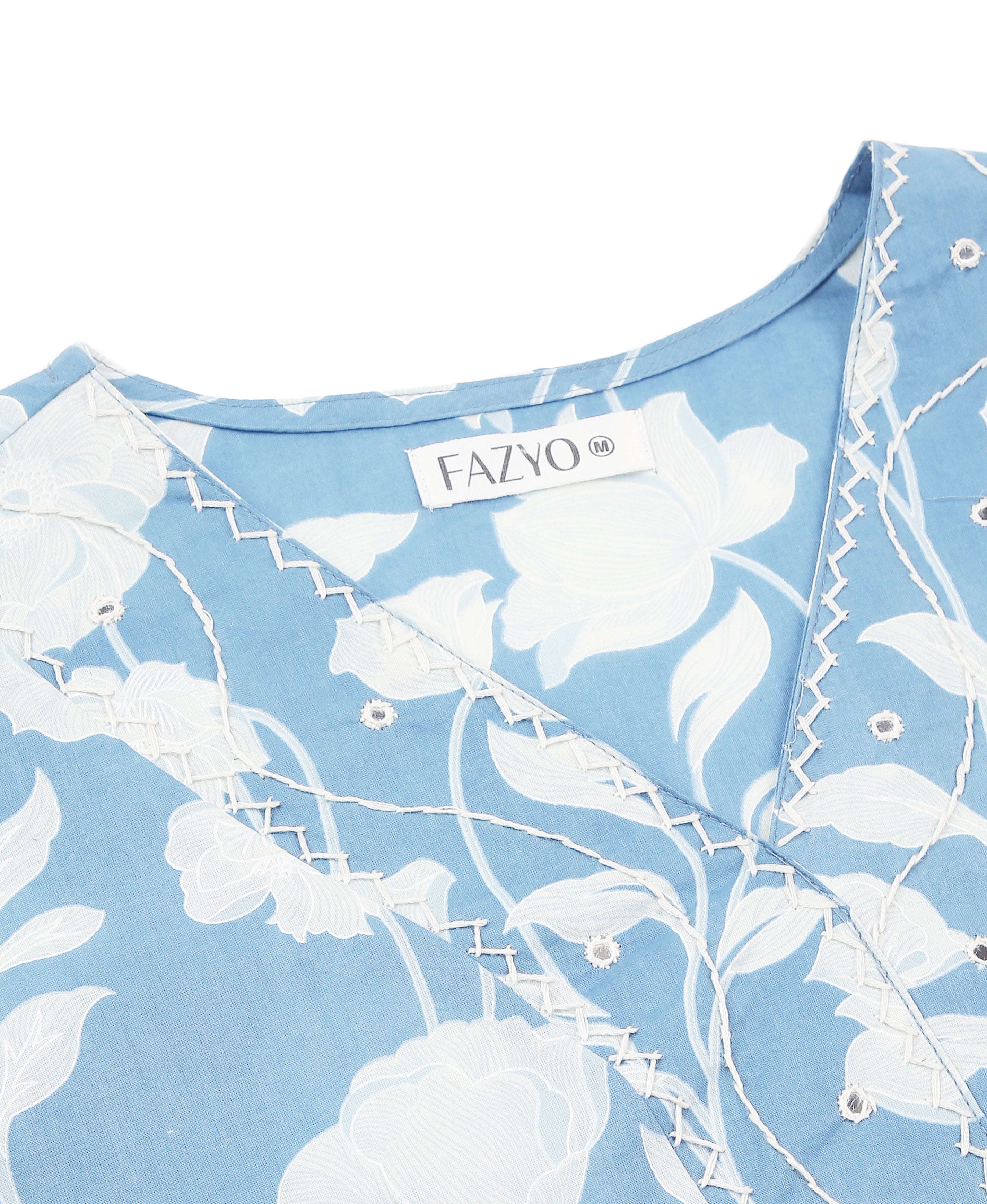 Sky Bloom Cotton Kurti Set