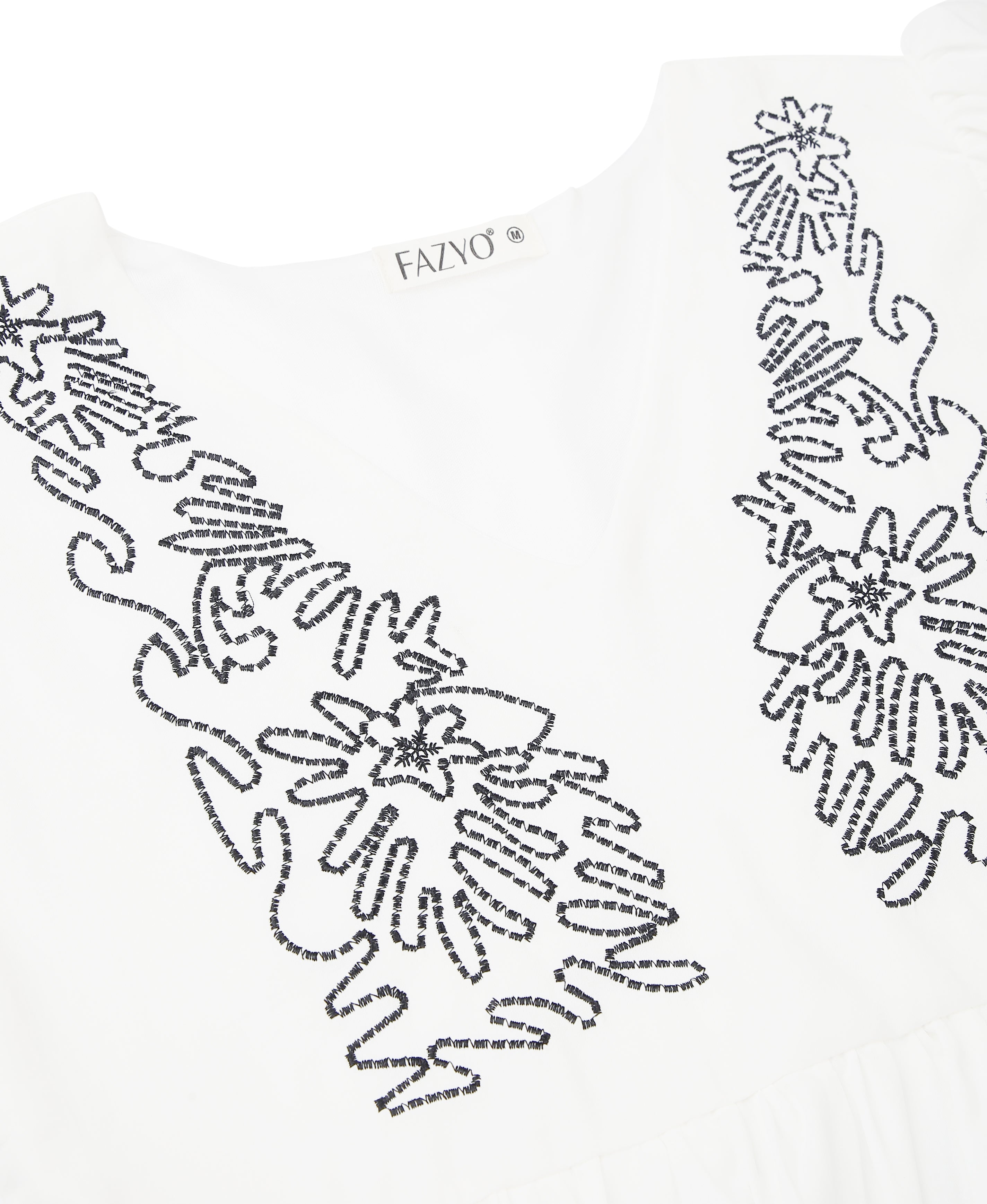 Ivory Embroidered Poly-Cotton Dress