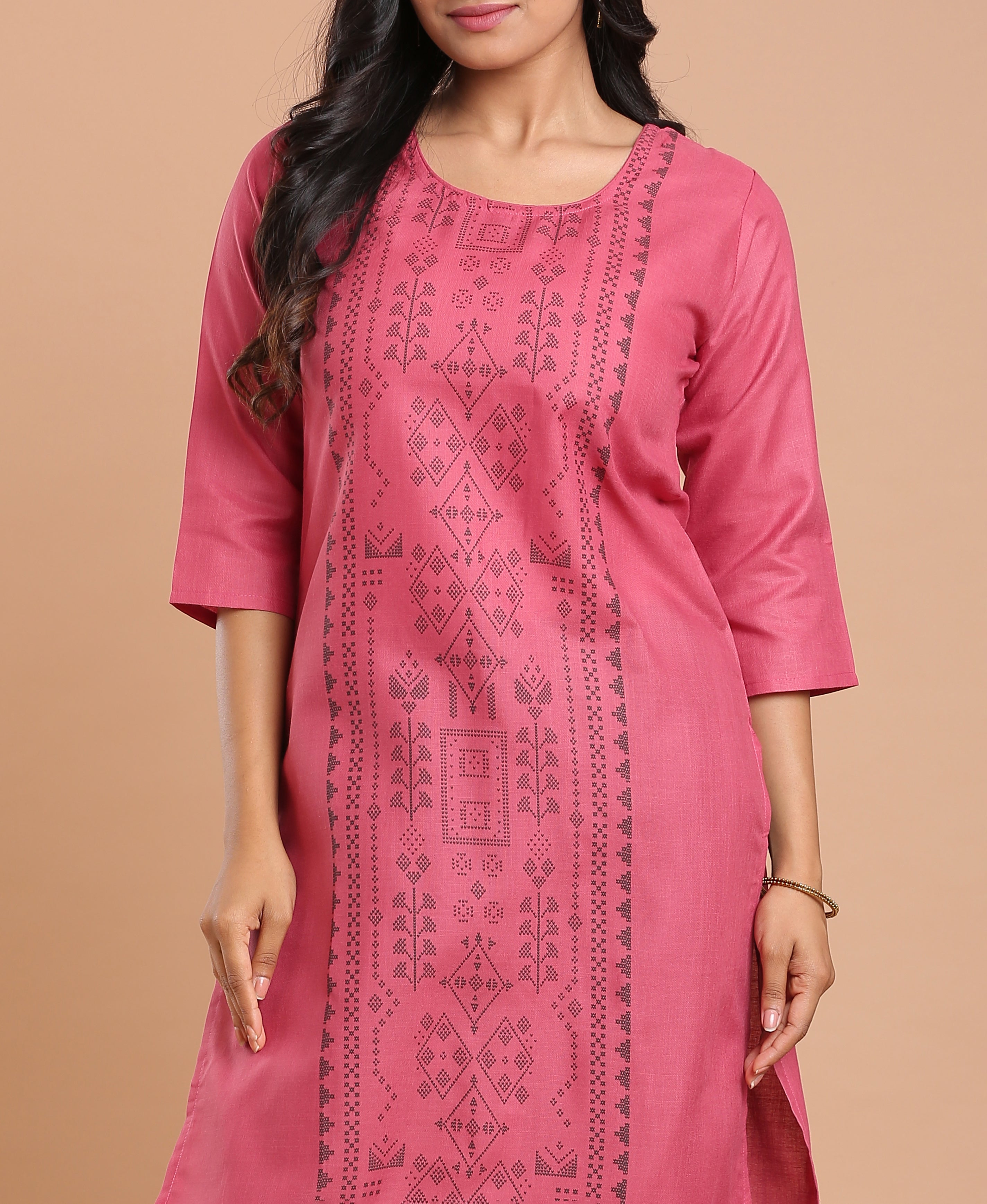 Peach Glow Poly Cotton Kurti