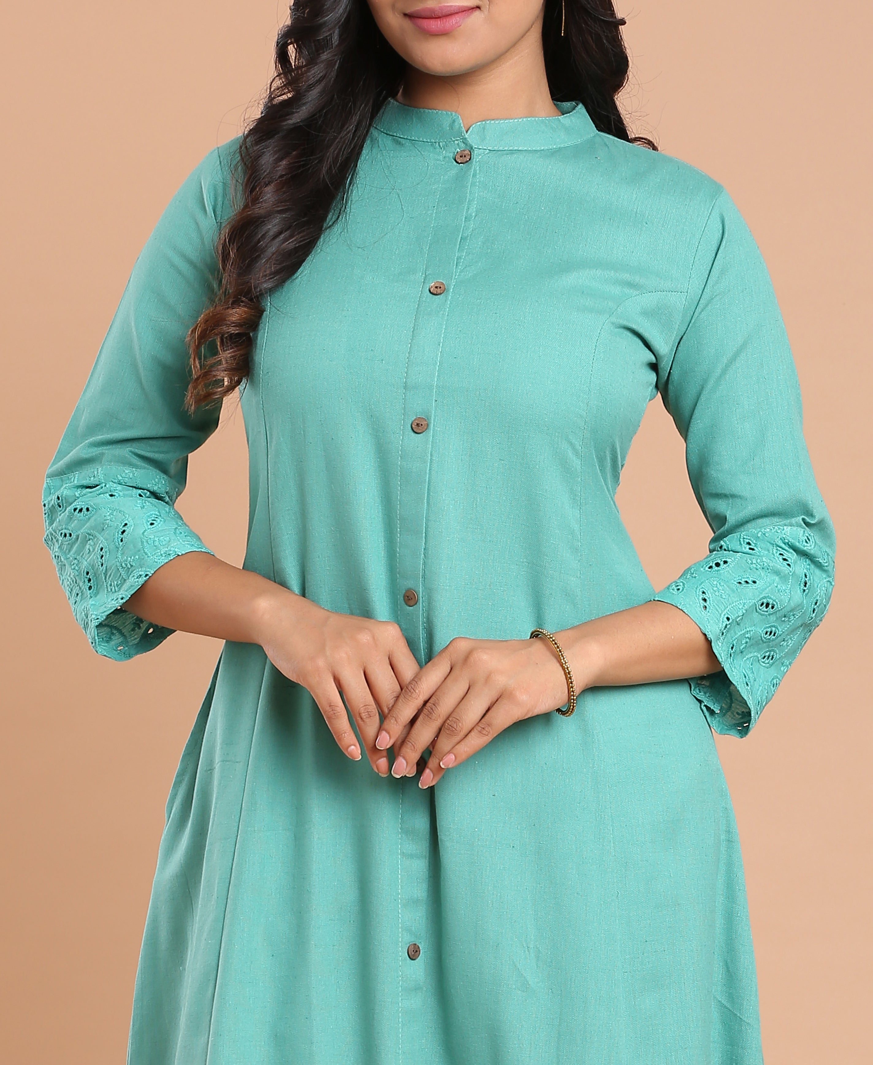 Teal Hakoba Princess Kurti