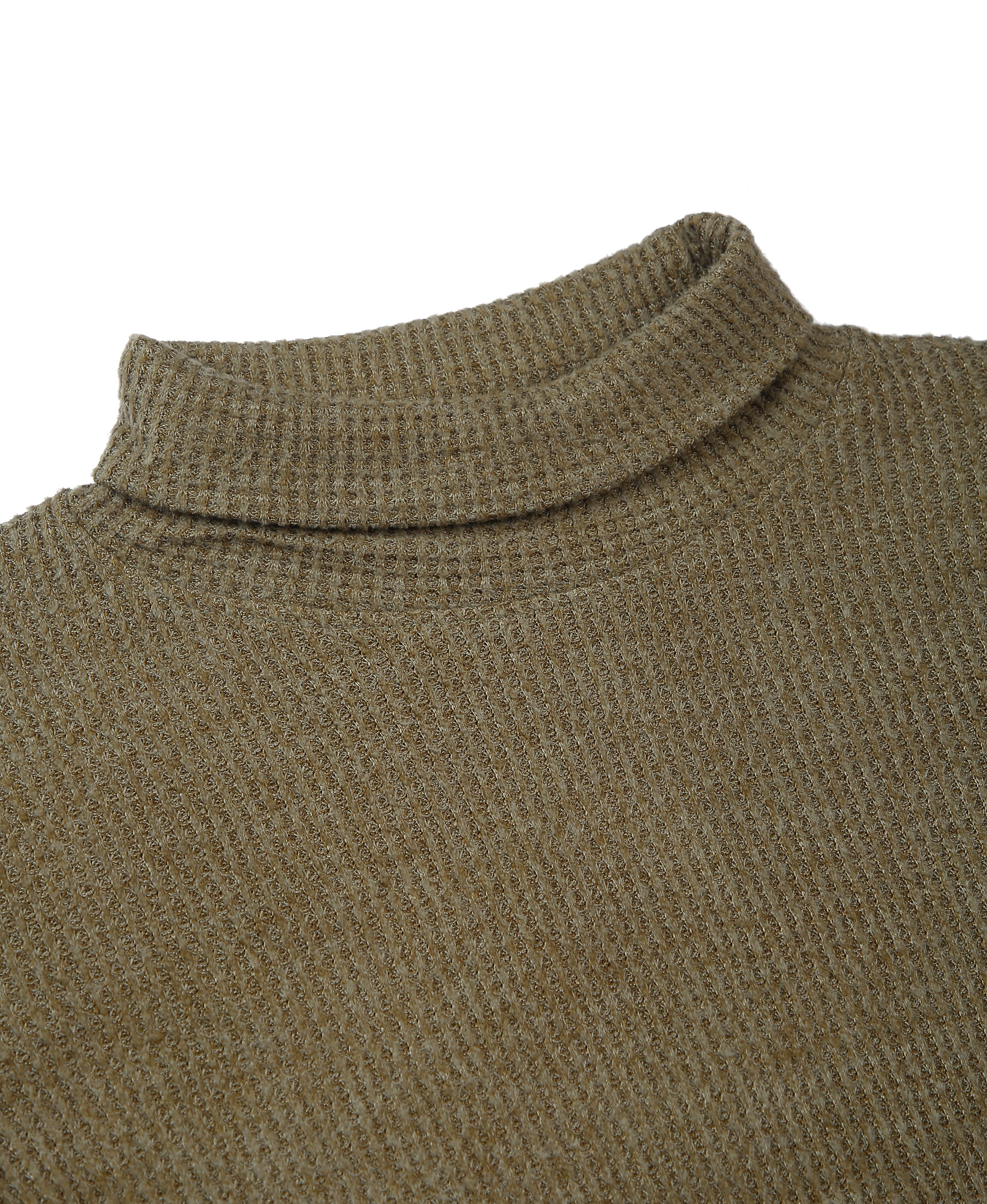 Olive Waffle High Neck Tee