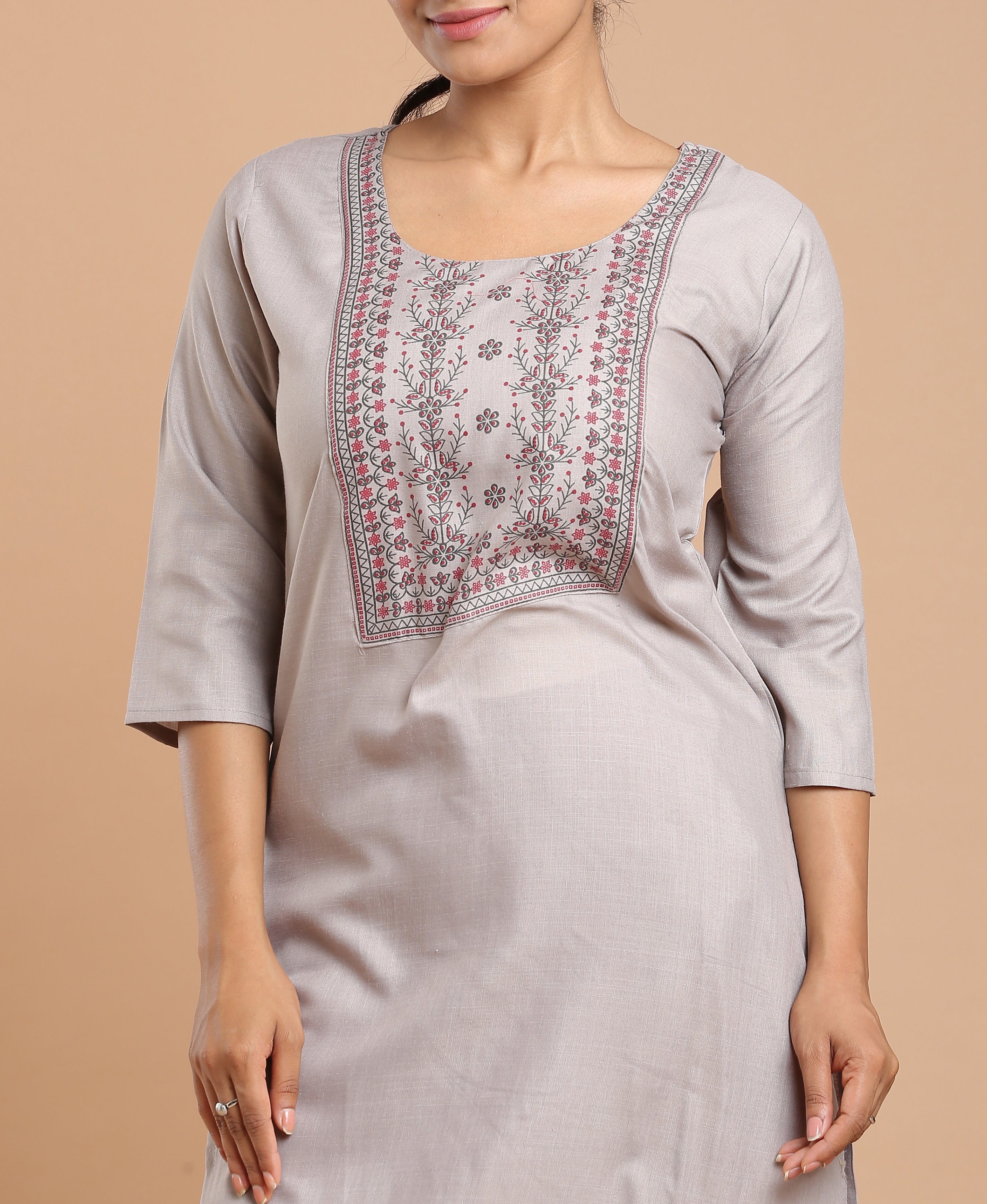 Steel Glow Poly Cotton Kurti