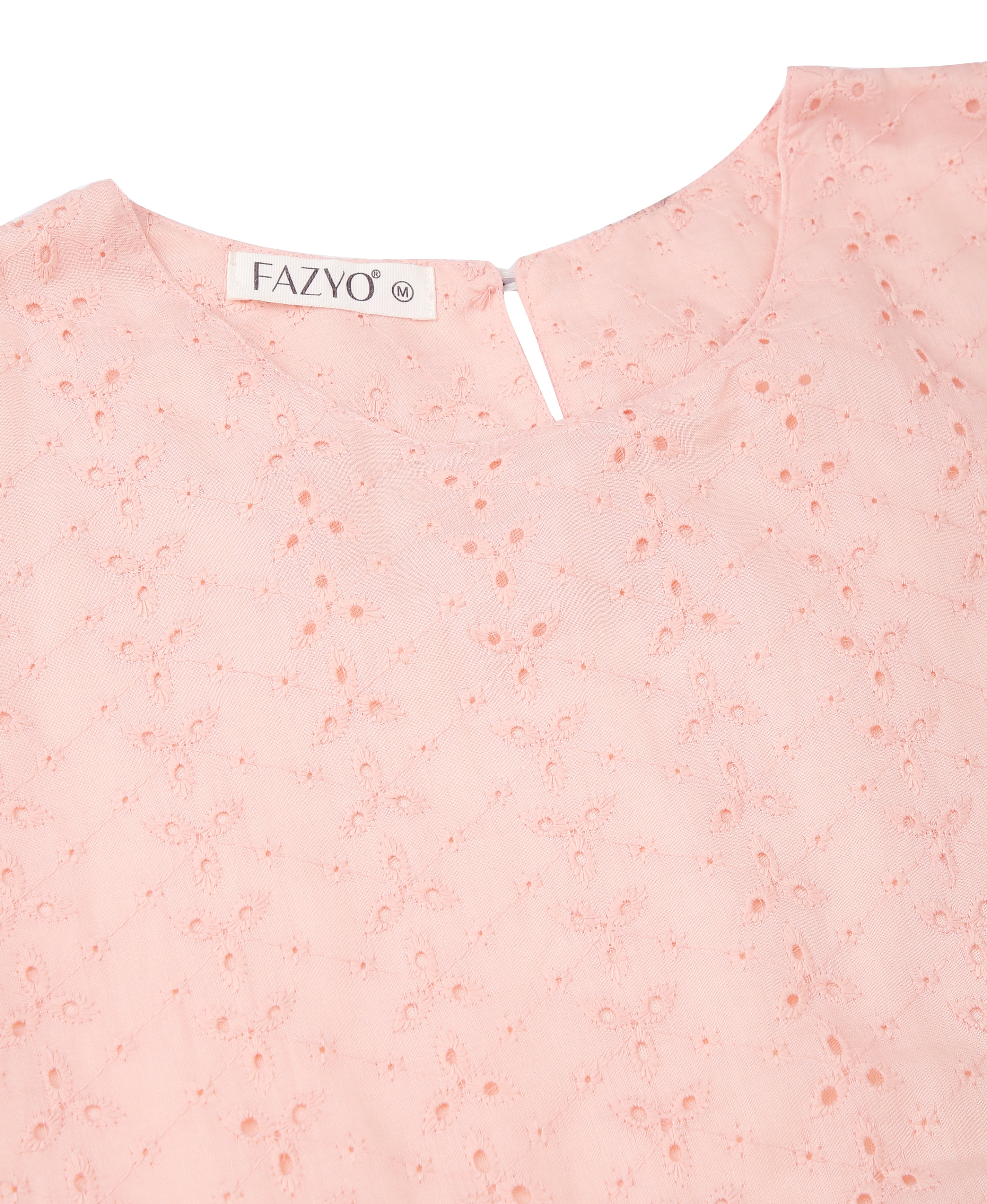 Peach Chiffli Embroidered Flare Dress