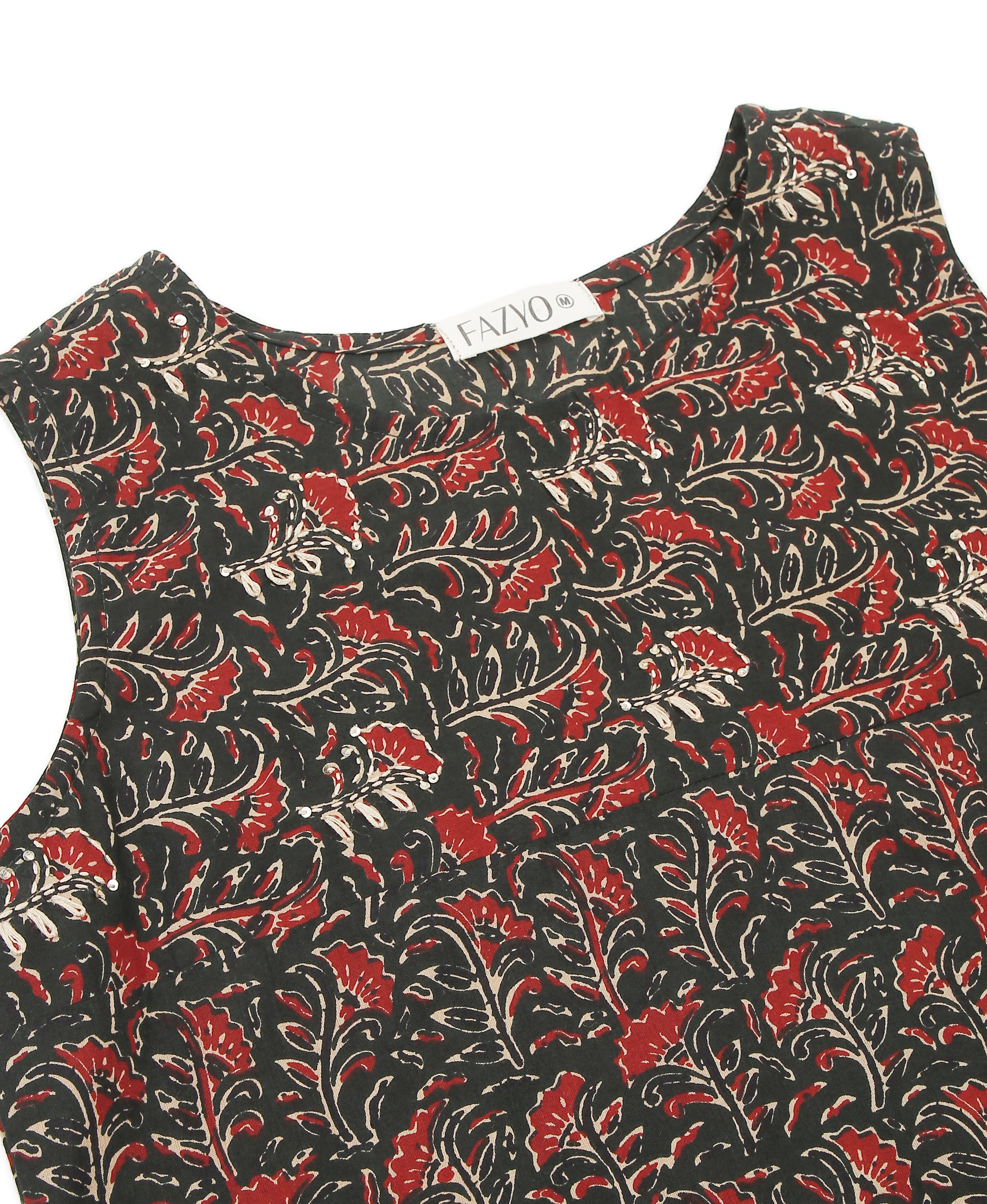 Midnight Bloom Cotton Kurti