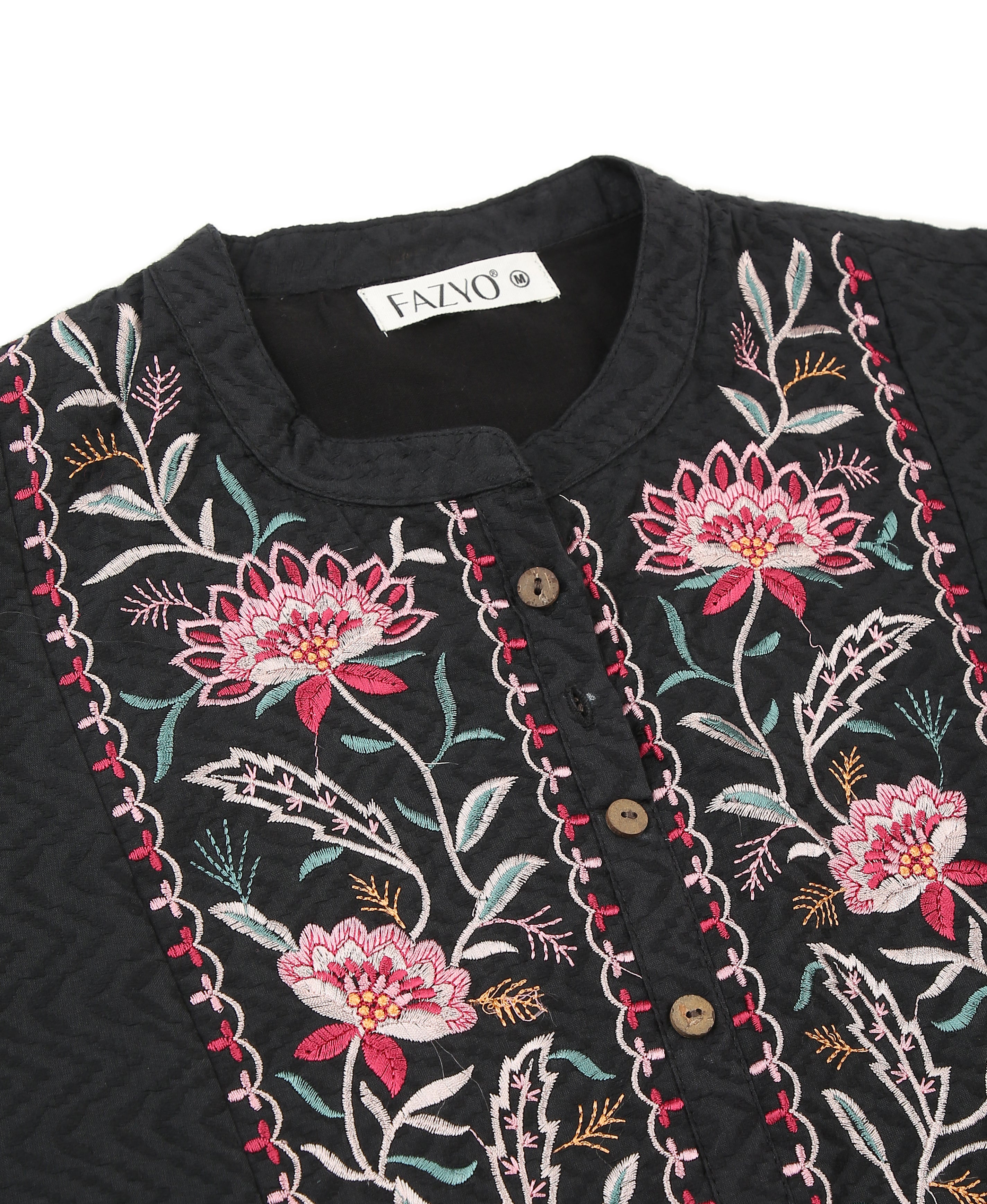 Noir Bloom Cotton Kurti