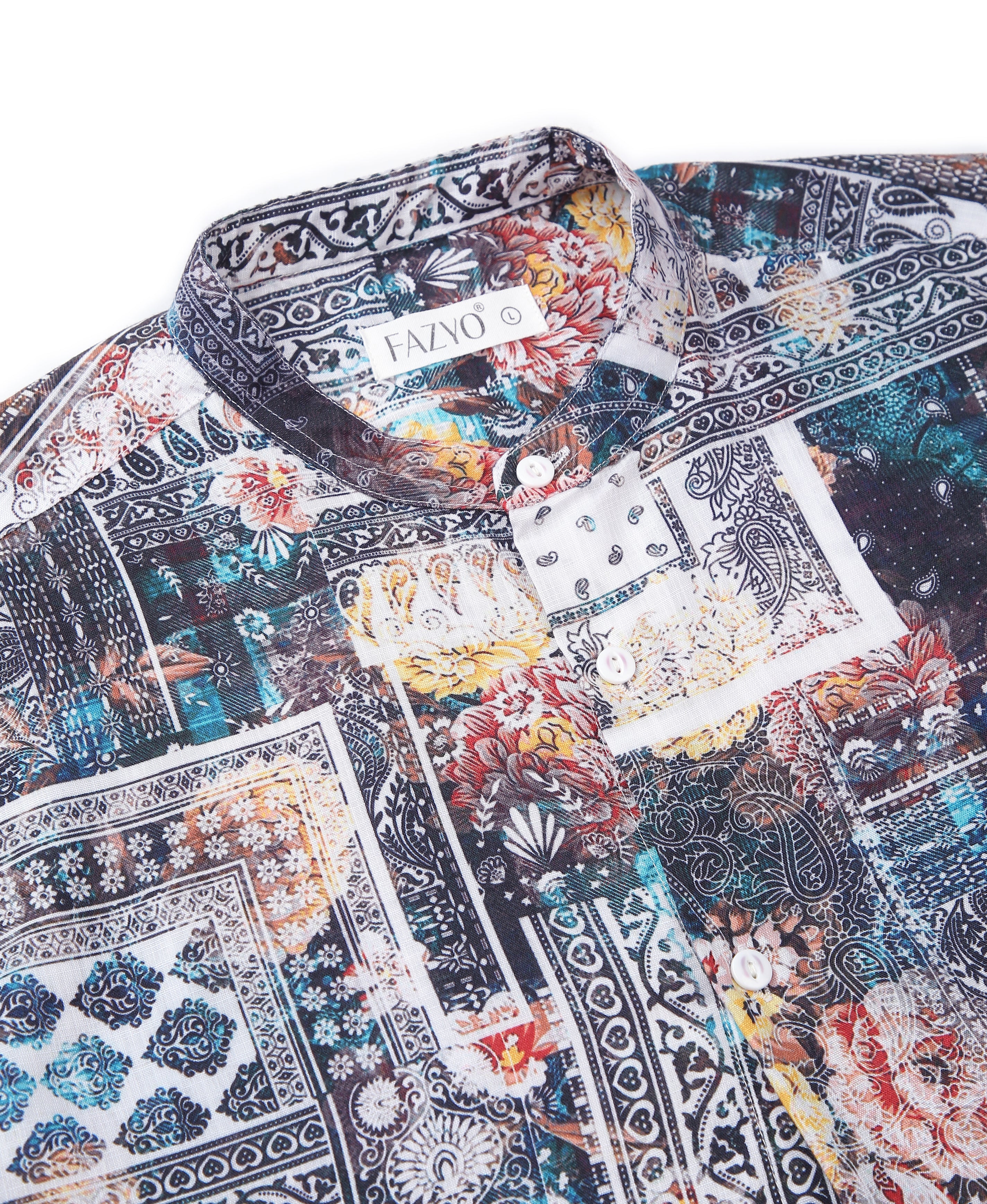 Tropica Linen Print Slim Shirt