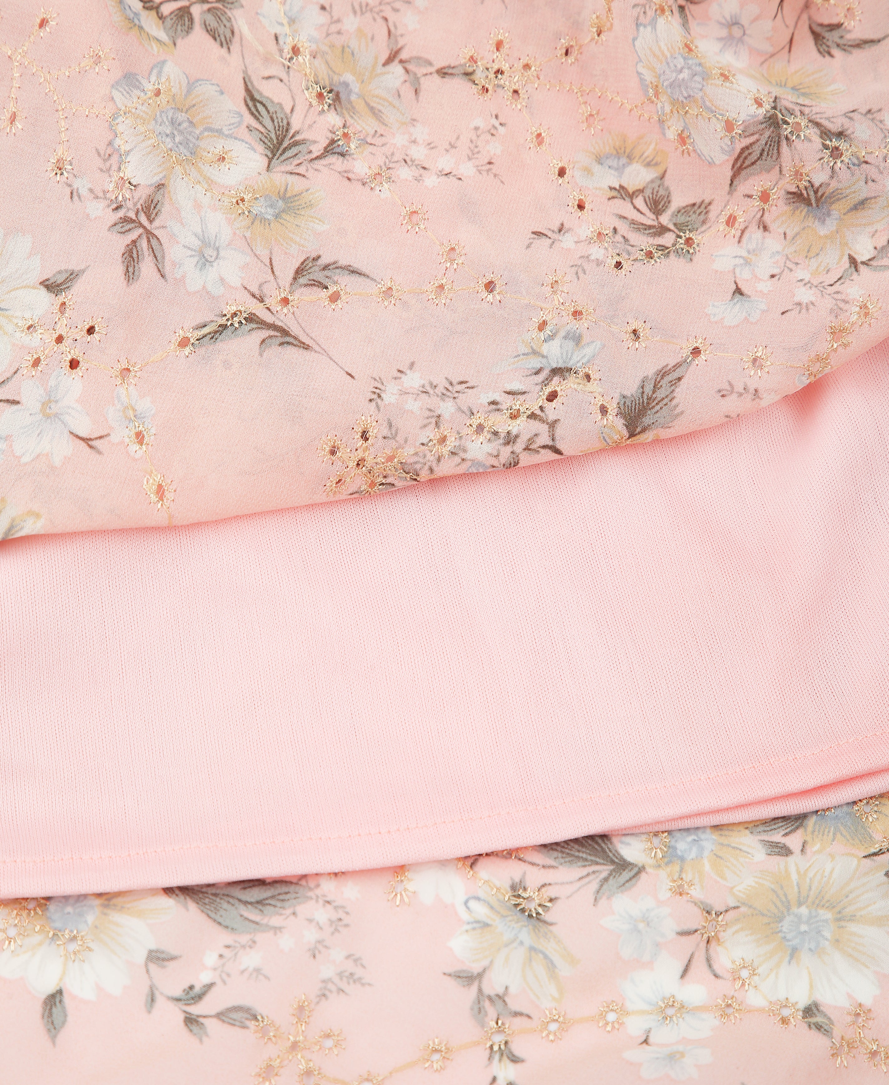Peach Bloom Embroidered Georgette Dress