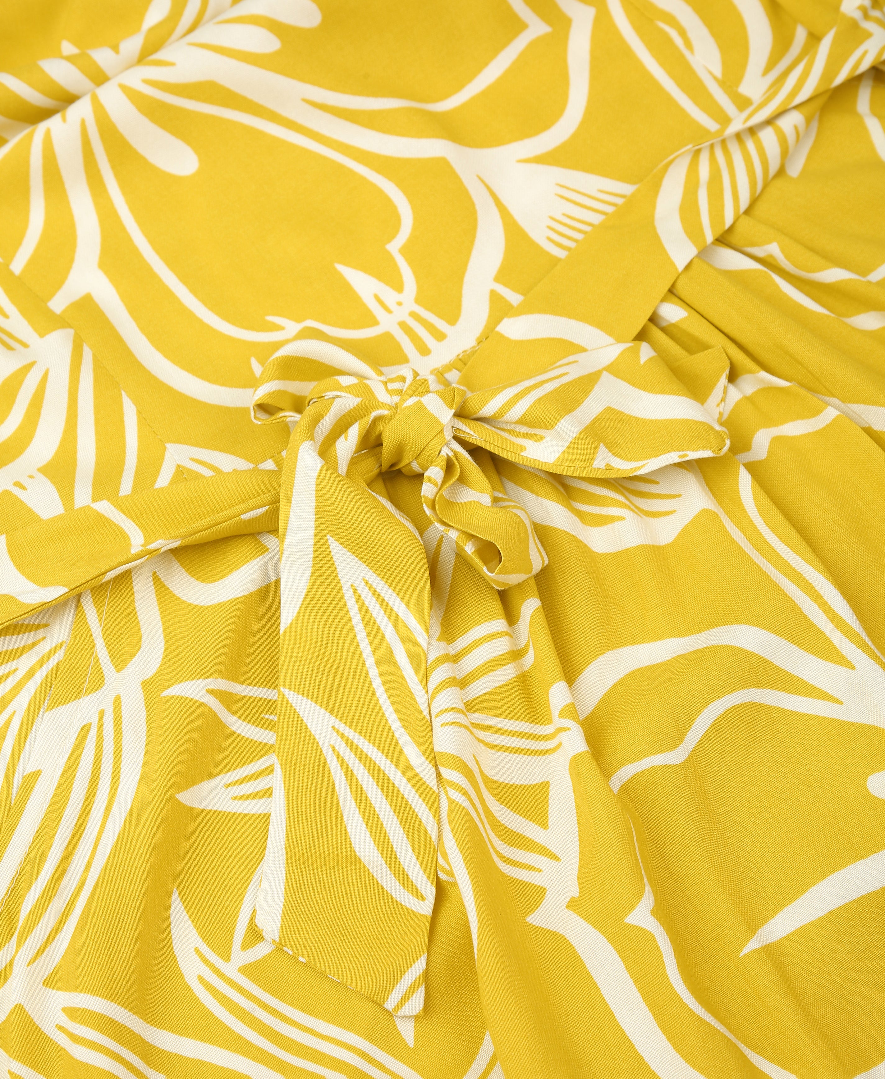 Yellow Bloom Viscose Flare Dress