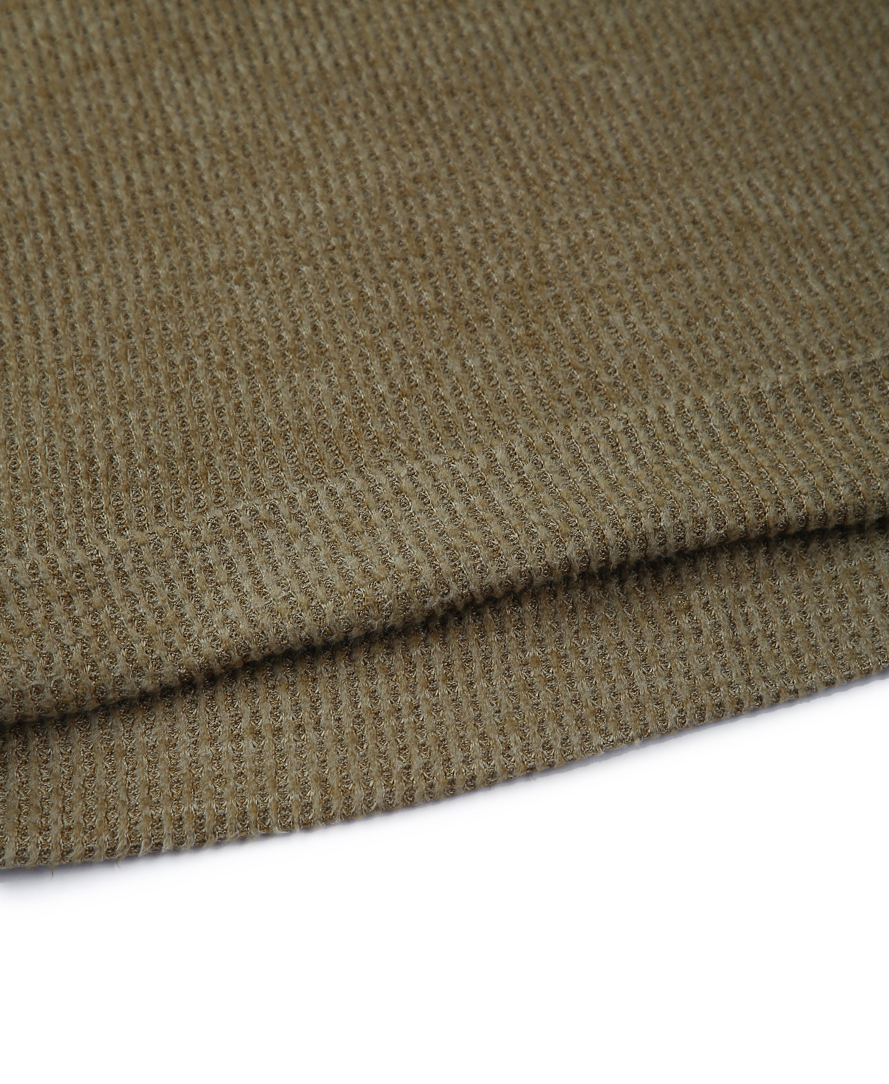 Olive Waffle High Neck Tee