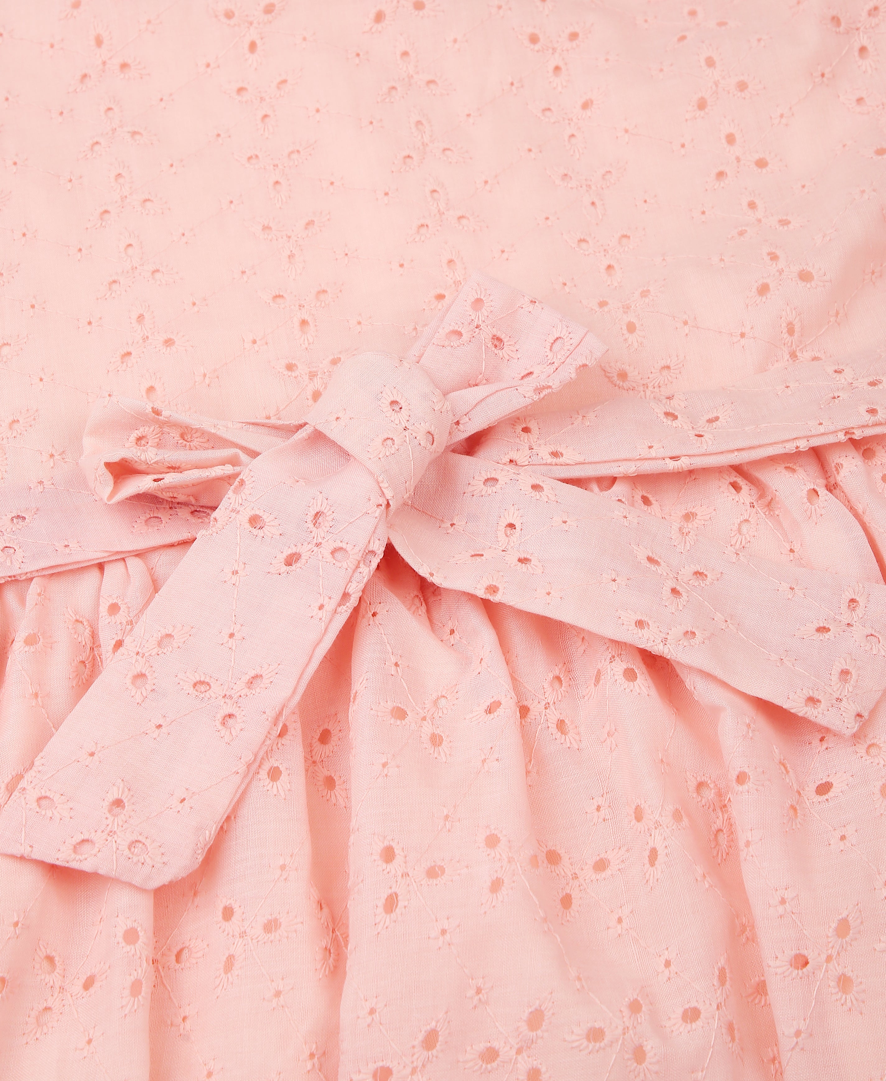 Peach Chiffli Embroidered Flare Dress